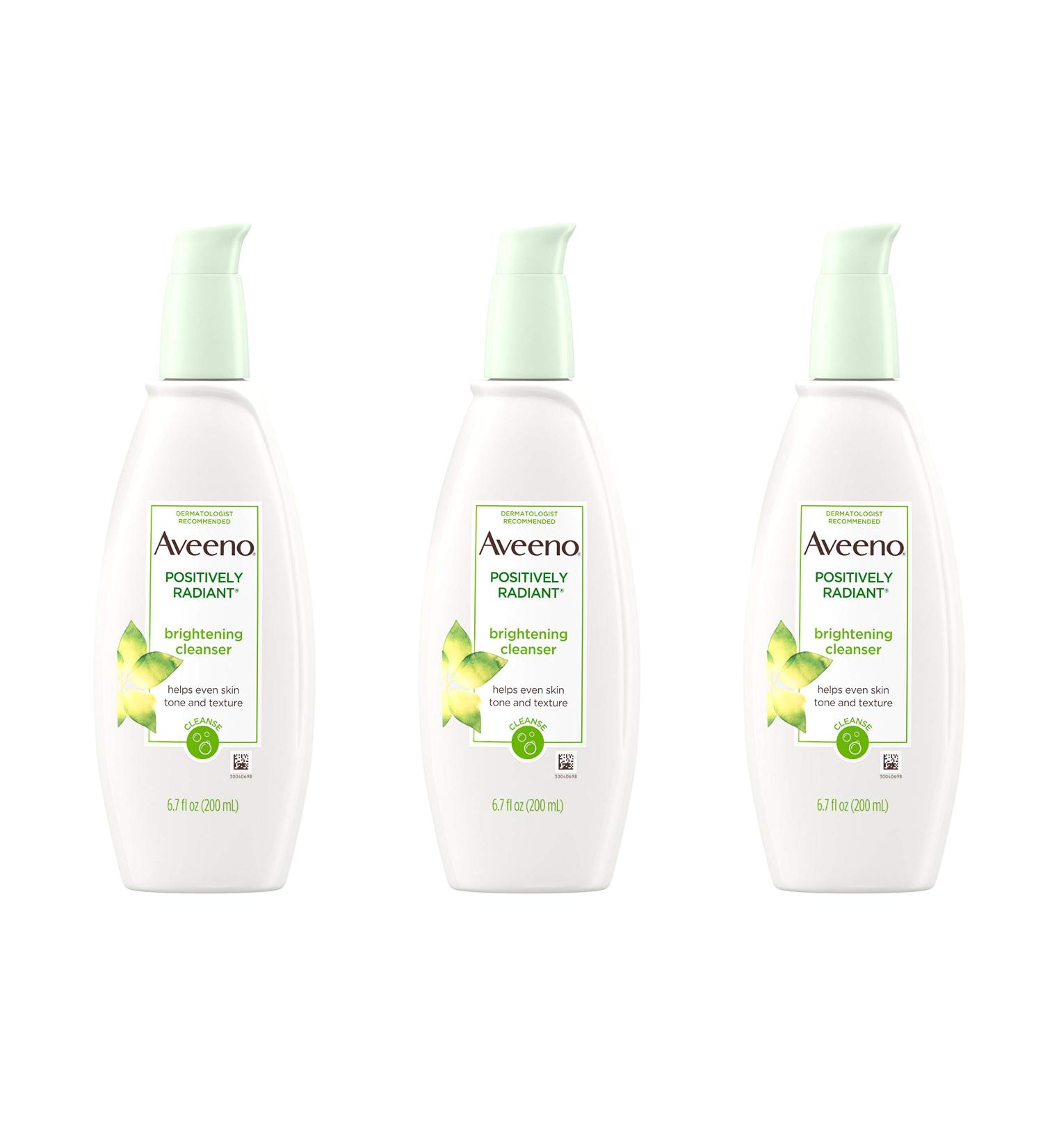 Aveeno Positively Radiant Brightening Facial Cleanser 6.7 Fl Oz Pack of 3 - Sensitive Skin, Non-Comedogenic, Oil-Free, Hypoallergenic - Buy Online on GoSupps.com