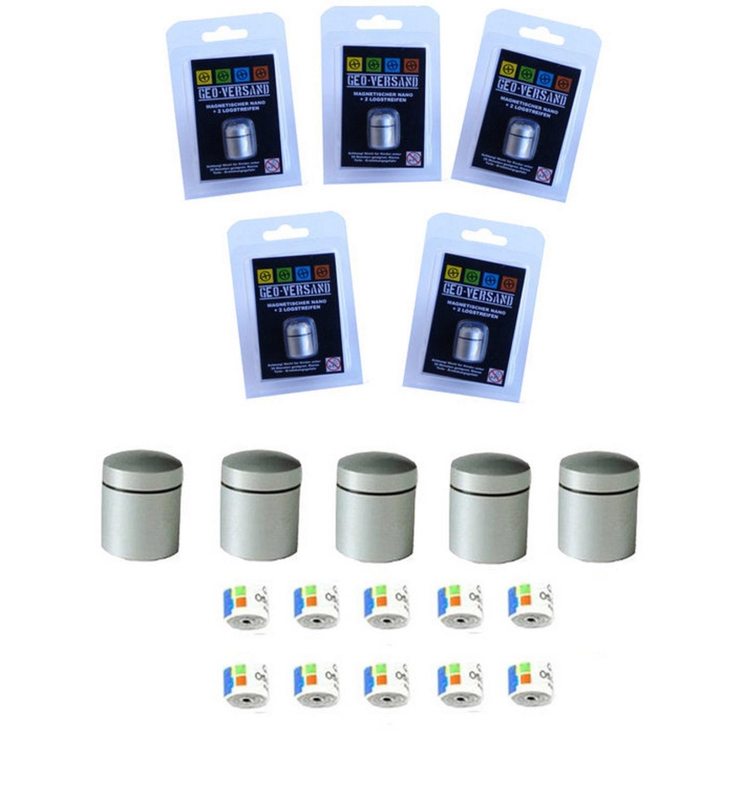 5x Nano Magnetic Silver Geocaching Containers - Waterproof Log Strips | Micro & Neodymium Hiding Place - Buy Online on GoSupps.com