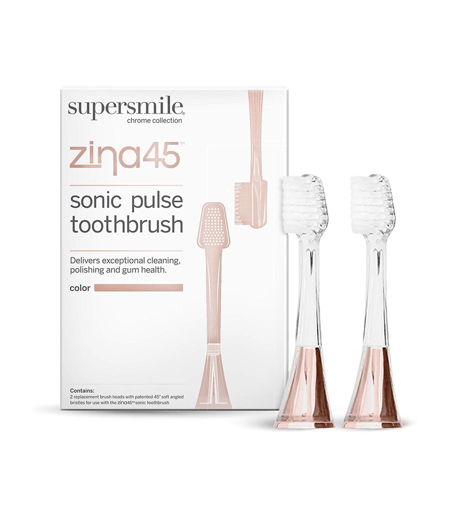 Supersmile Zina45 Replacement Brush Heads - Rose Gold Sonic Pulse Toothbrush - Buy Online on GoSupps.com