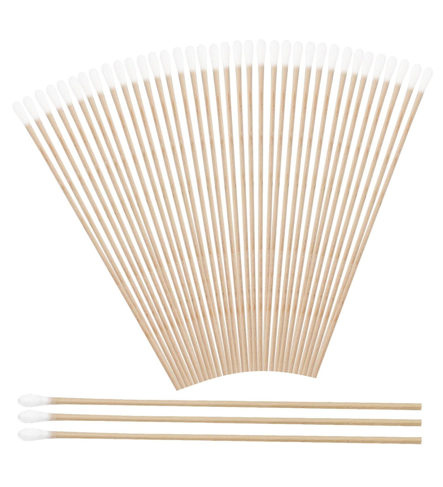 300 Pack Cotton Swabs with Long Wooden Handles | 15cm Cleaning Sticks for Camera Keyboard Make-Up & Polishing - Buy Online on GoSupps.com