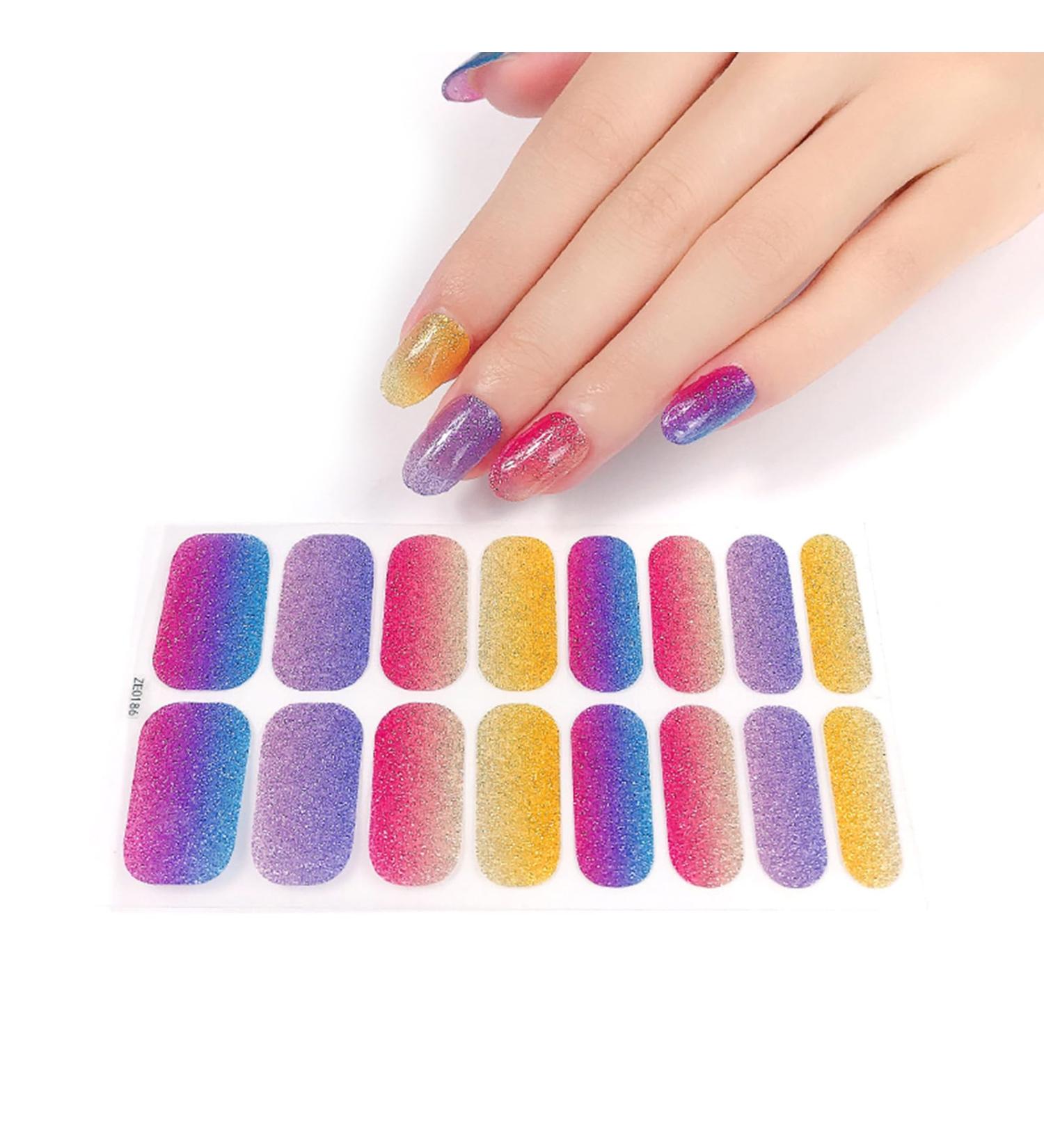 Glitter Cow Pattern Semi Cured Gel Nail Polish Strips Self Adhesive Full Nail Wraps Nail Polish Stickers Semi Cured Gel Nail Polish Strips Orange - Buy Online on GoSupps.com