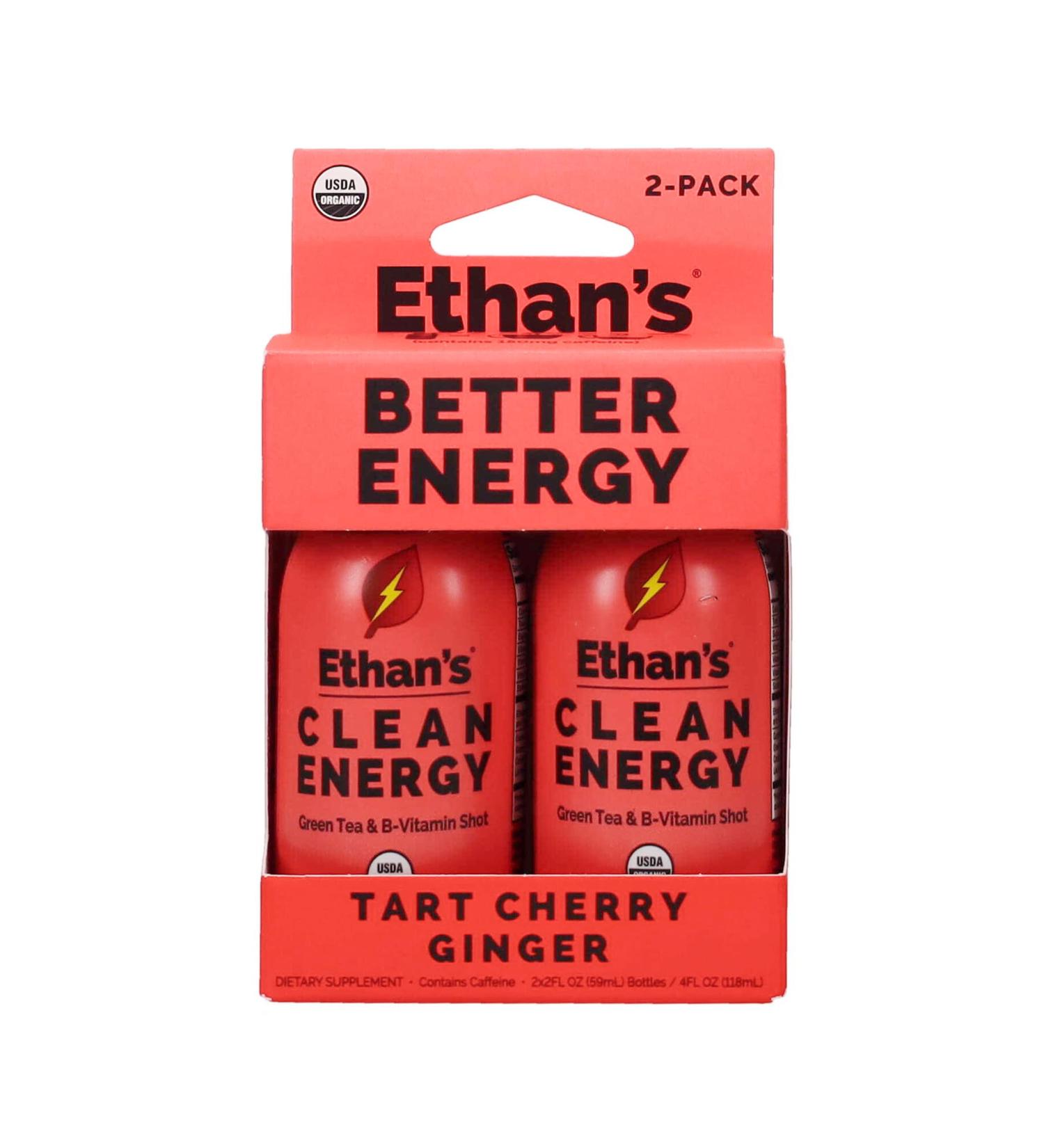 Ethan's Organic Clean Energy Shots Tart Cherry, Sugar Free Natural Pre-Workout Focus Boost, Gluten Free, Vegan, B6 & B12 Vitamin C with Green Tea Extract and Guayusa (2 Pack of 2oz Shots) Cherry,Ginger 2 Fl Oz (Pack of 2) - Buy Online on GoSupps.com