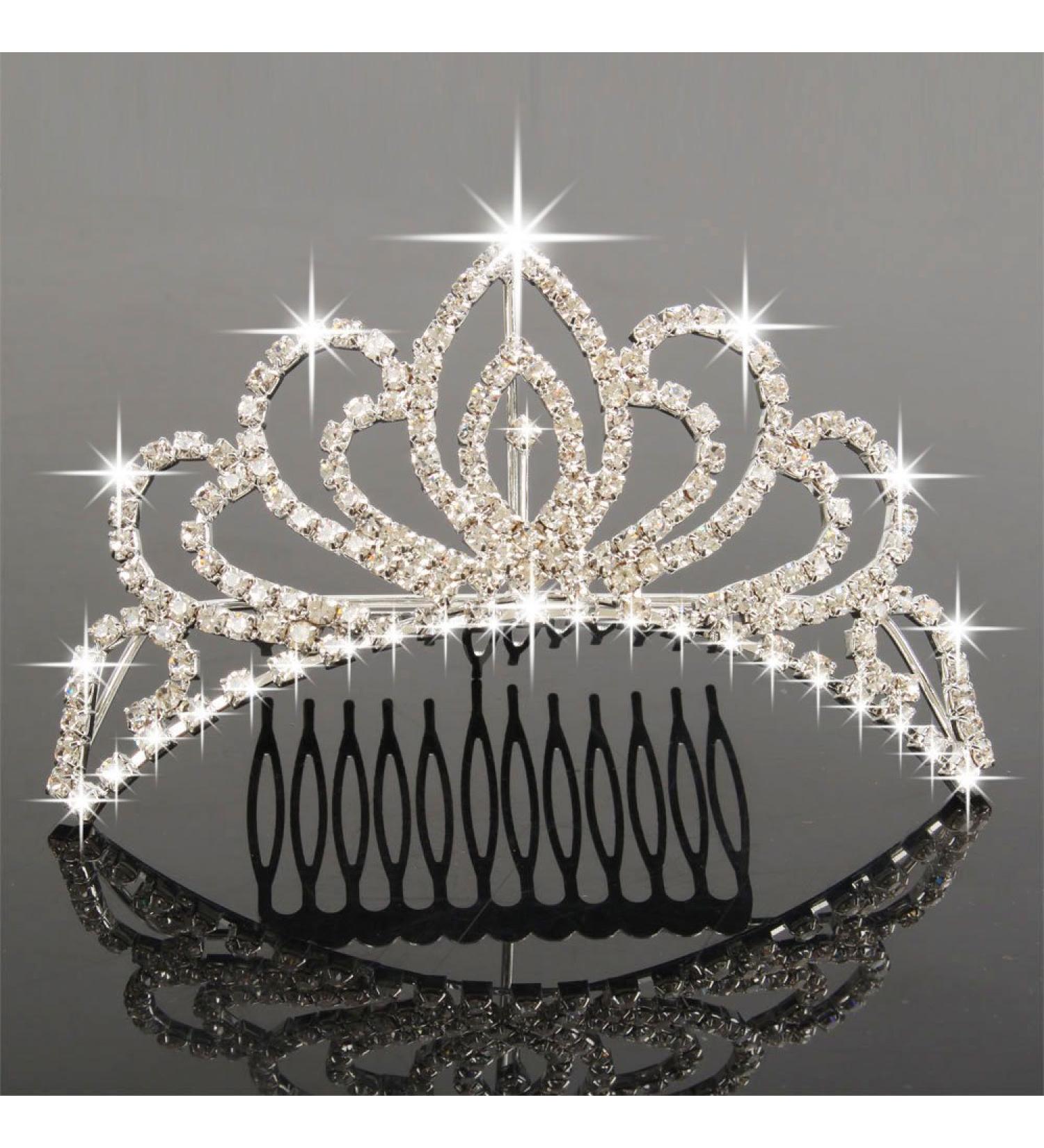 Mini 4.4 Silver Crystal Tiara Crown Headband for Women & Girls - Ideal for Bridal, Wedding, Prom & Parties - Buy Online on GoSupps.com