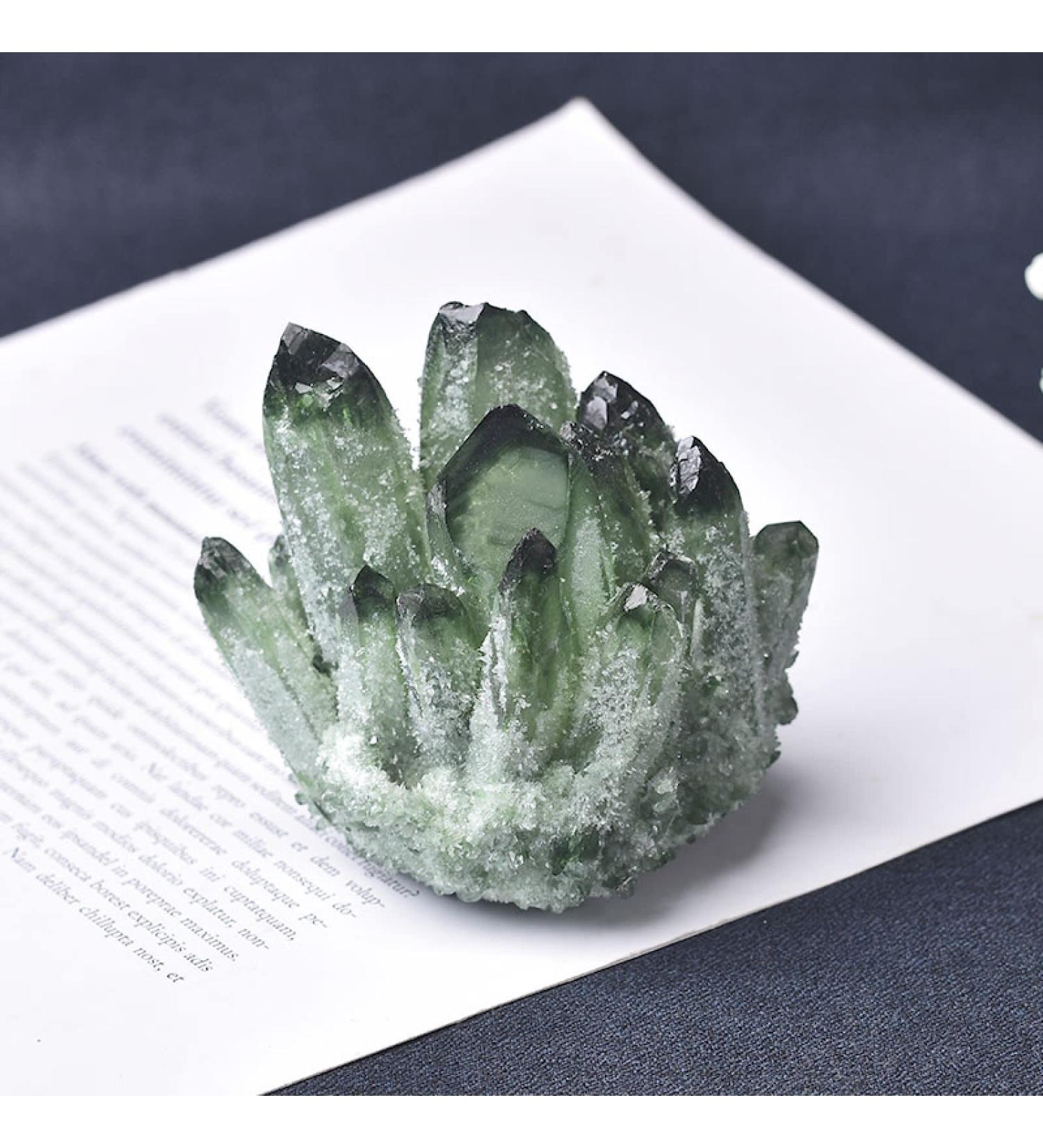 Natural Crystal Cluster Green Yellow Quartz Raw Crystal Point Specimen Home Decor Stone Ore Army Green 550-600g Crystal Cluster (Color : Light Green Size : 300-400g) 300-400g Light Green