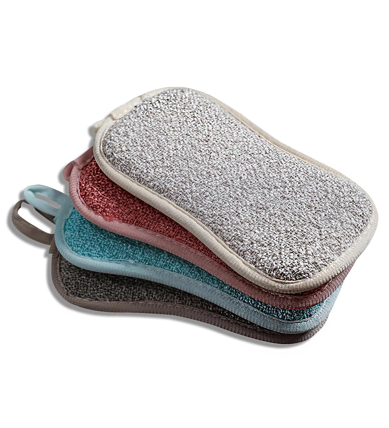 Reusable Microfiber Kitchen Cleaning Sponges - 4 Pack Multicolored Pot & Dish Scrubbers - Buy Online on GoSupps.com