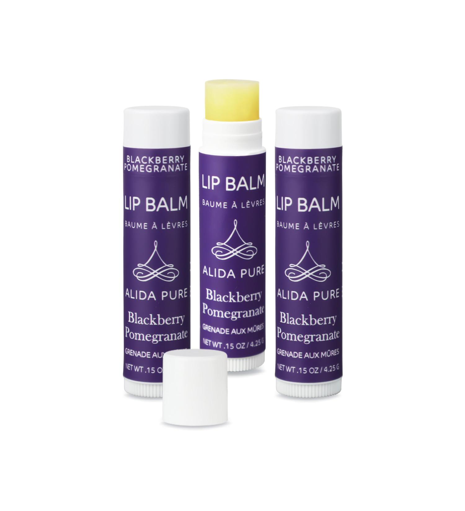 ALIDA PURE Blackberry Pomegranate Lip Balm Collection Duet Lip Balm Collection Peach Coconut Lip Balm Collection Bundle