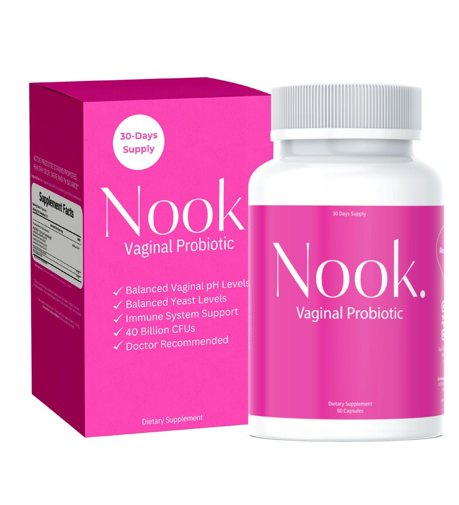 Nook Vaginal Probiotics - 40 Billion CFU for Balanced pH & UTI Prevention | 30-Day Supply | Odor & Yeast Control | Gluten-Free & No Refrigeration Needed - Buy Online on GoSupps.com