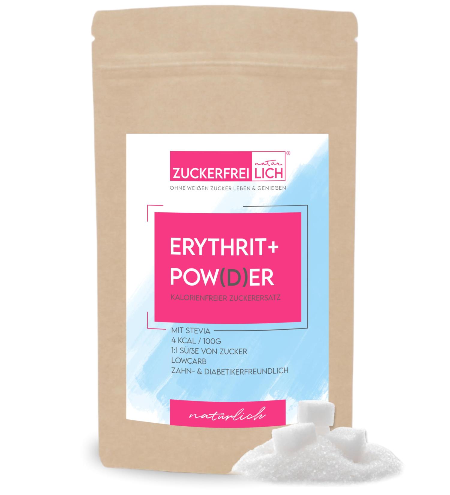 Sucker-Free Erythritol + Stevia Powder - 1:1 Sugar Replacement 500g | Calorie-Free Sweetener for Diabetics & Health-Conscious - Buy Online on GoSupps.com