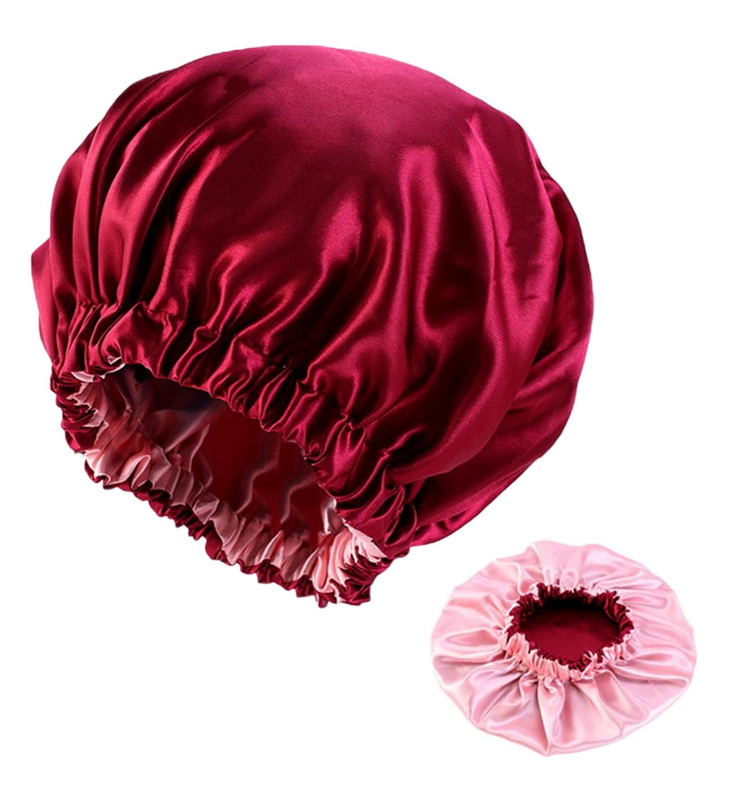 Soyomass Satin Bonnet for Women - Extra-Large Reversible Jumbo Bonnet for Braids, Natural Hair, Curly Hair - Double Layer Silk - Wine Red - Buy Online on GoSupps.com