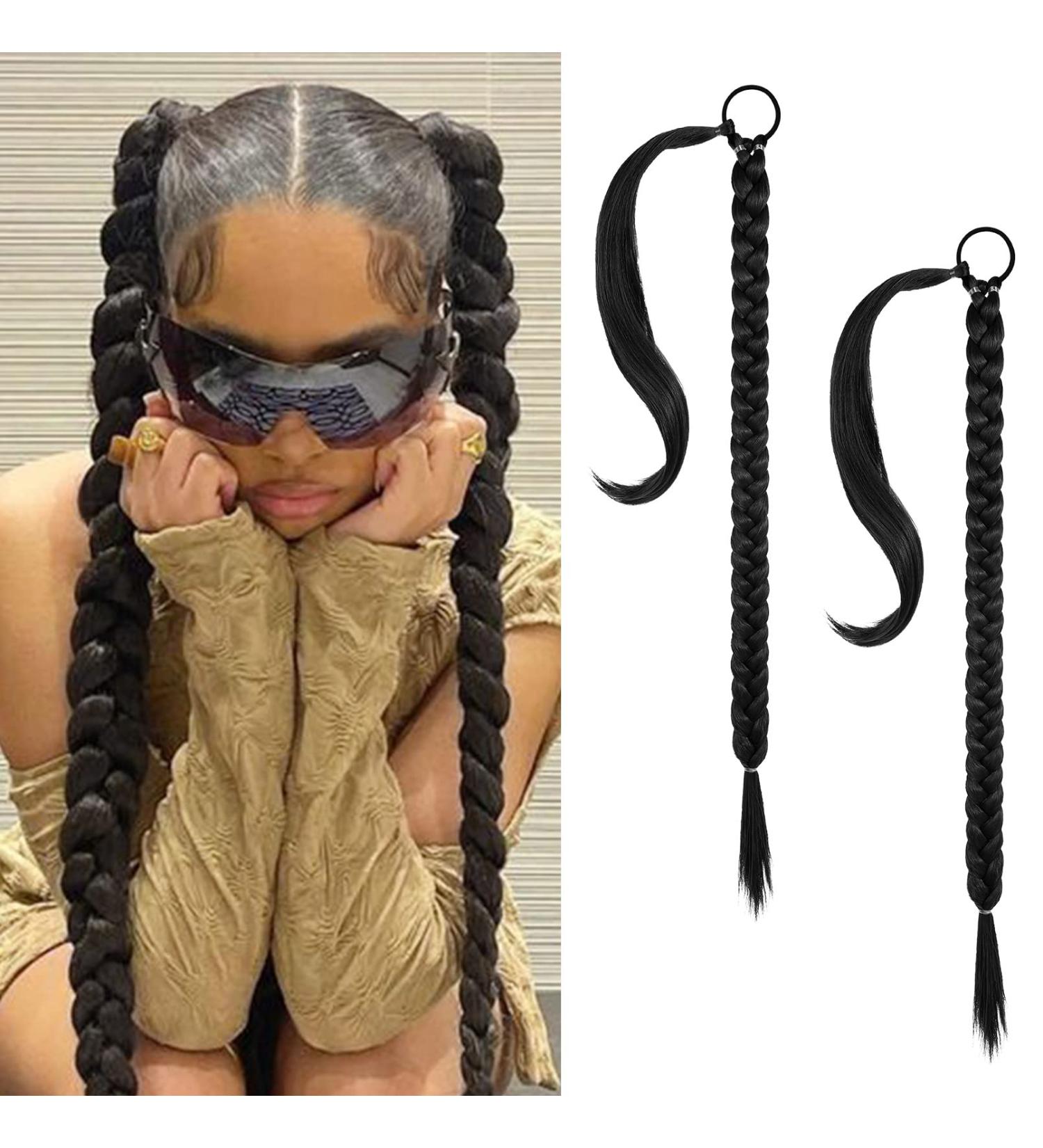 REECHO DIY Braid Ponytail Extension 2 Pack Long Straight Wrap Around Ponytail Hair Extensions Natural Soft Synthetic Hairpieces for Women - Black 140g 26Inch-140g(Pack of 2) Black - Buy Online on GoSupps.com