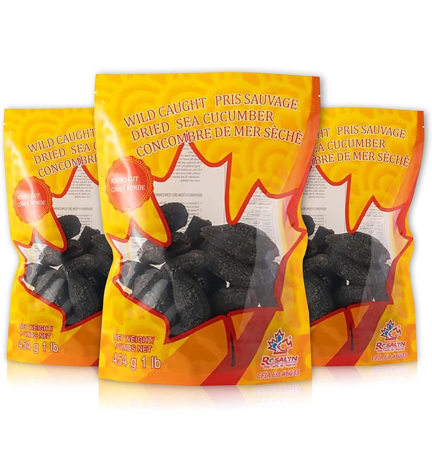 Rosalyn Premium Deep Sea Atlantic Canada Wild Caught Sea Cucumber Dried ( ) - Canadian Food Inspection Agency Certified | Whole Cut-454 Grams 8Years 3Pack 454g (Pack of 3) - Buy Online on GoSupps.com
