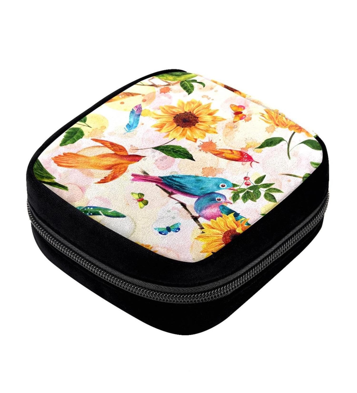 GIAPB Period Bag - Bird and Sunflower Design Sanitary Napkin Holder and Makeup Pouch, Color1679 - Buy Online on GoSupps.com