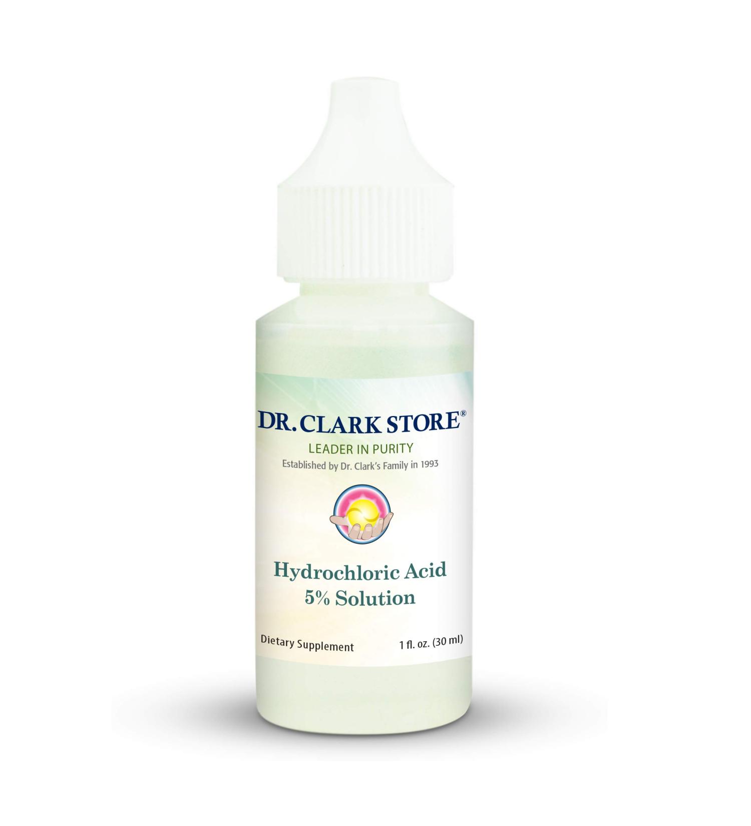 Dr. Clark Hydrochloric Acid Drops - 5% Solution for Digestive Health and Stomach Acidity - 1 Fl. Oz - Buy Online on GoSupps.com