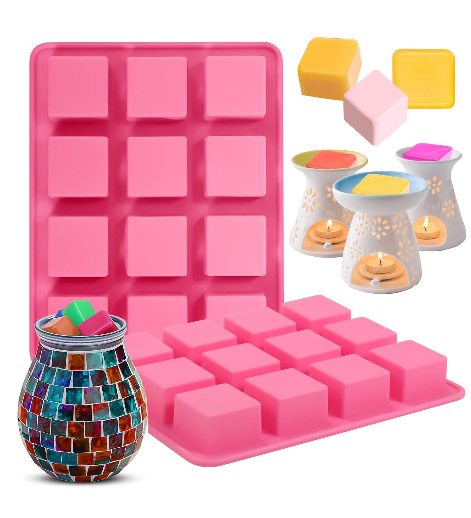 Mity rain Silicone Wax Melts Mold Set - 2pcs 12-Cavity Square Baking Molds for Candle-Making and Scented Wax Melts - Ideal for Baby Food, Chocolate, Truffles, Ganache, Jelly, Candy, Praline - Buy Online on GoSupps.com