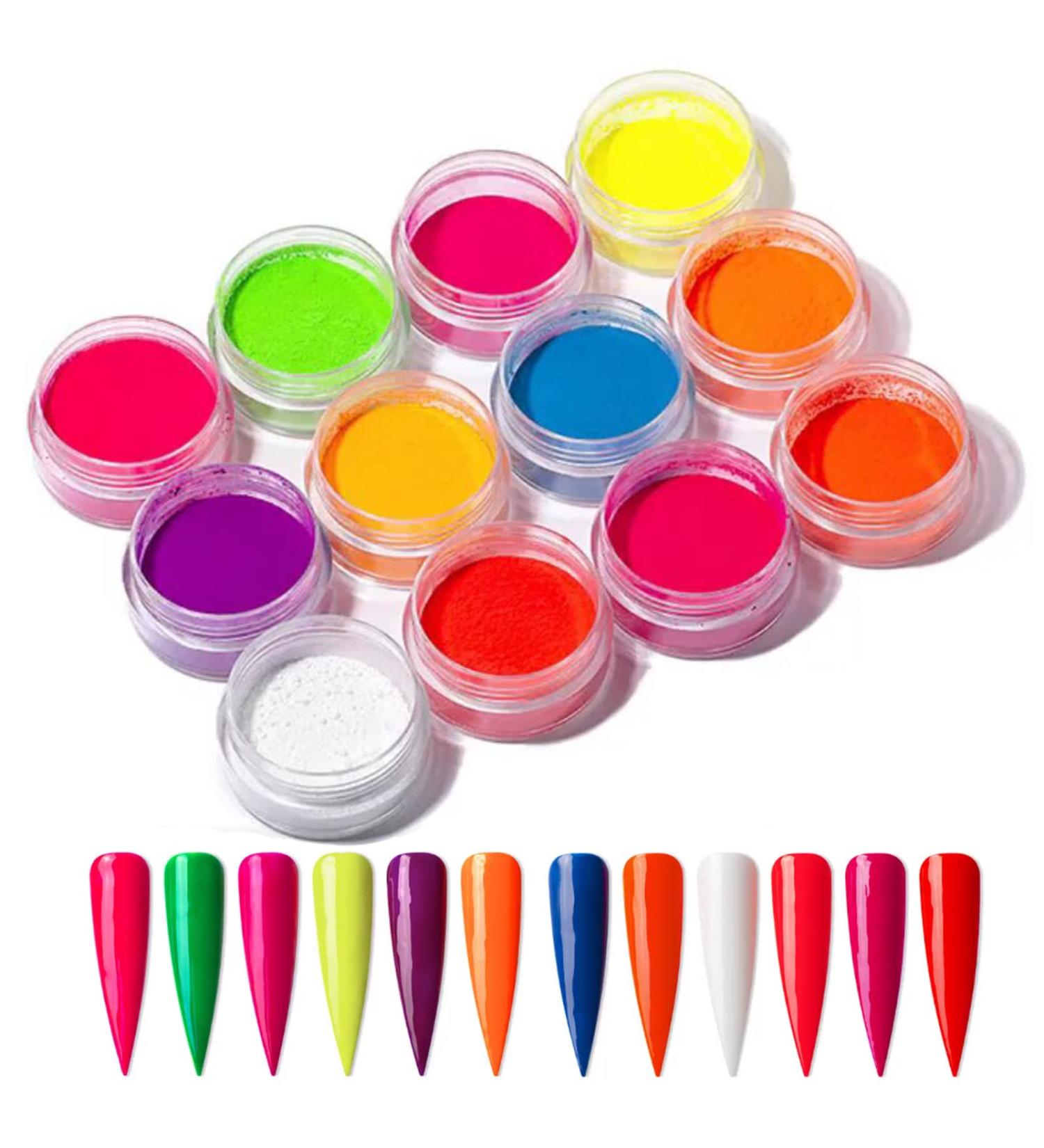 Chrome Nail Powder 12 Boxes Neon Fluorescent Nail Pigment Powder Nail Art Accessories Iridescent Pearlescent Nail Glitter for DIY Nail Art Decoration Face Eye Body and Crafts - Buy Online on GoSupps.com