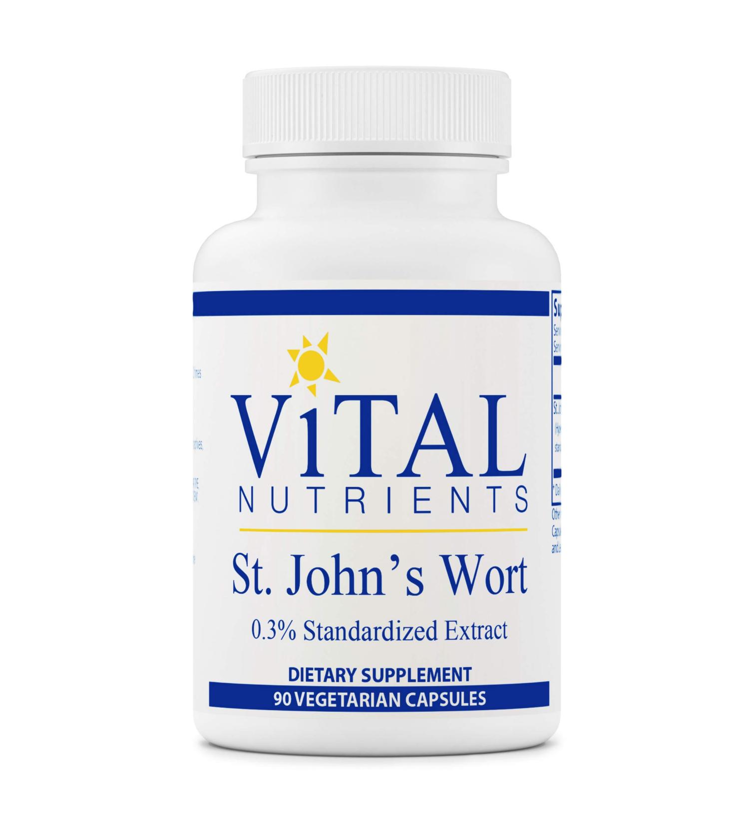 Vital Nutrients St. Johns Wort Extract (0.3 Standardized) - Promotes Well-Being - 90 Vegetarian Capsules - 300mg - Buy Online on GoSupps.com