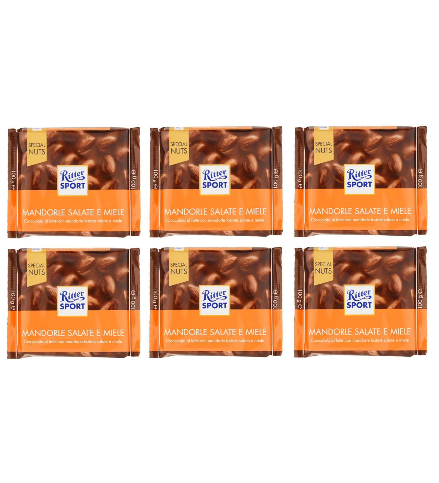 Italian Gourmet E.R. Ritter Sport Special Nuts Almond Salad with Honey Milk Chocolate with Roasted Almonds and Honey 100g