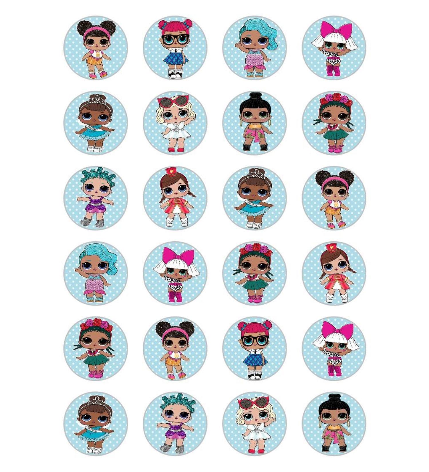 24 x Lol Dolls Celebration Edible Paper Cupcake Toppers Cake Decorations Birthday