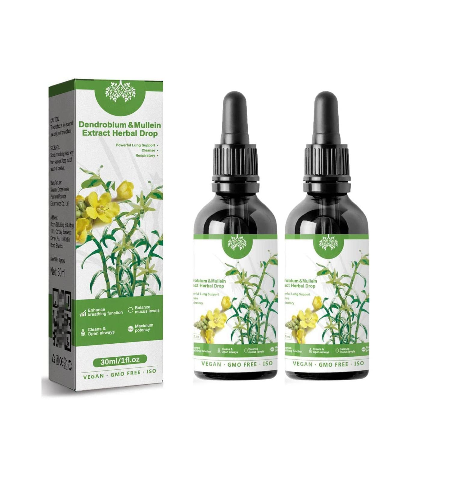 Caduola 30ml Clearbreath Dendrobium & Mullein Extract Herbal Lung Health Essence Powerful Lung Support & Cleanse & Respiratory Respiratory Drobium & Mullein Extract Herbal Drops (2 PCS) - Buy Online on GoSupps.com