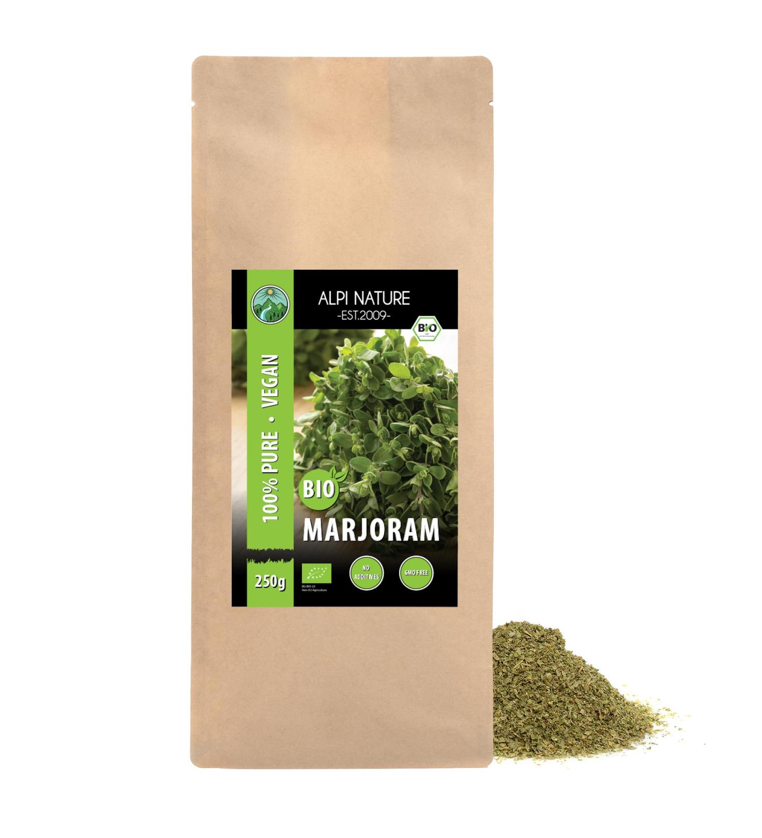 Organic marjoram rubbed (250g) dried marjoram from controlled organic cultivation gluten-free lactose-free laboratory-tested vegan 100% natural without additives (250 GR (8.8oz)) - Buy Online on GoSupps.com