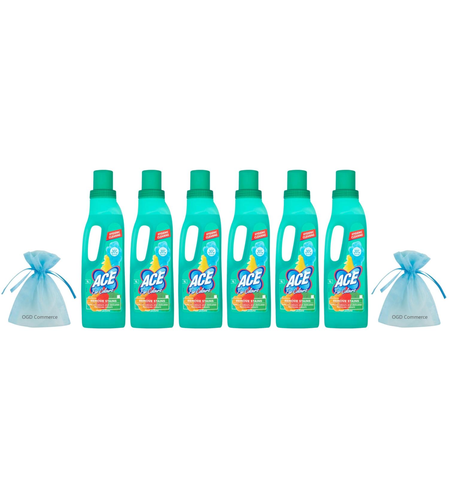 Ace for Colours Remove stains Hygienic Cleaning 1L Fresh Perfume 5 pieces Pack + Gift For you Organza small bag - Buy Online on GoSupps.com