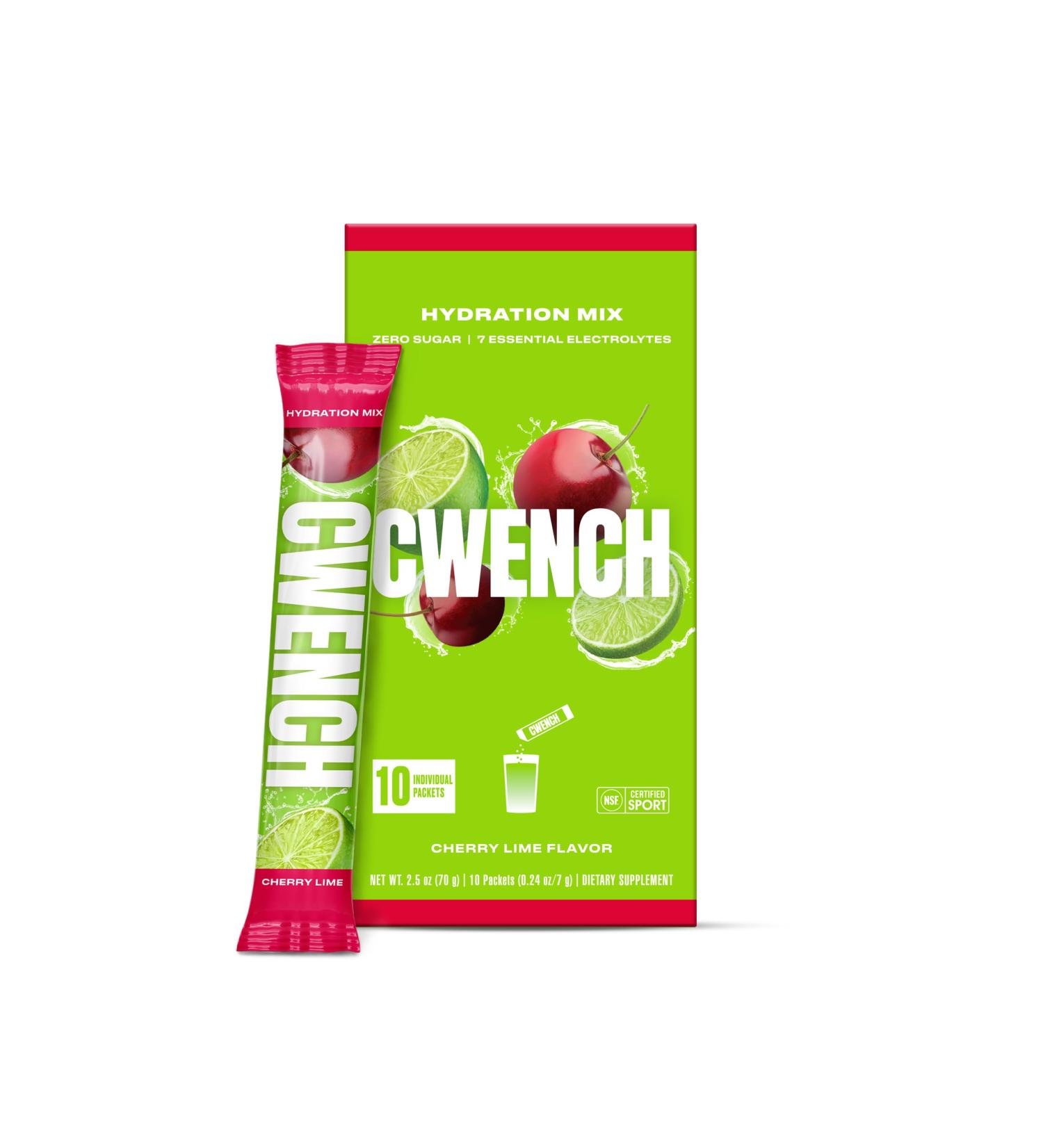 Cwench Electrolyte Mix - Cherry Lime Flavor 10 Count (0.25 oz each) - Hydration Solution for All International Shipping Available - Buy Online on GoSupps.com