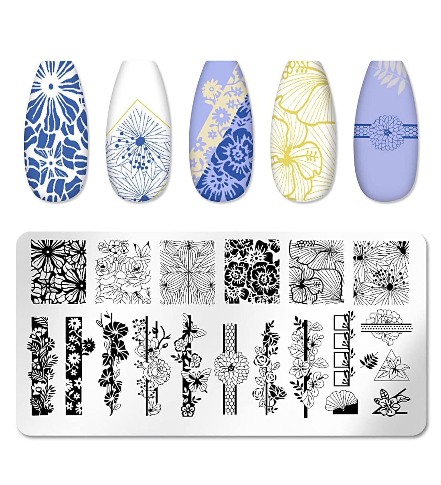 SIOPPKIK Nail Stamping Plates | Marble Pattern Nail Art Stencil Tools | Stainless Steel Nail Design Template for Perfect Manicures - Buy Online on GoSupps.com