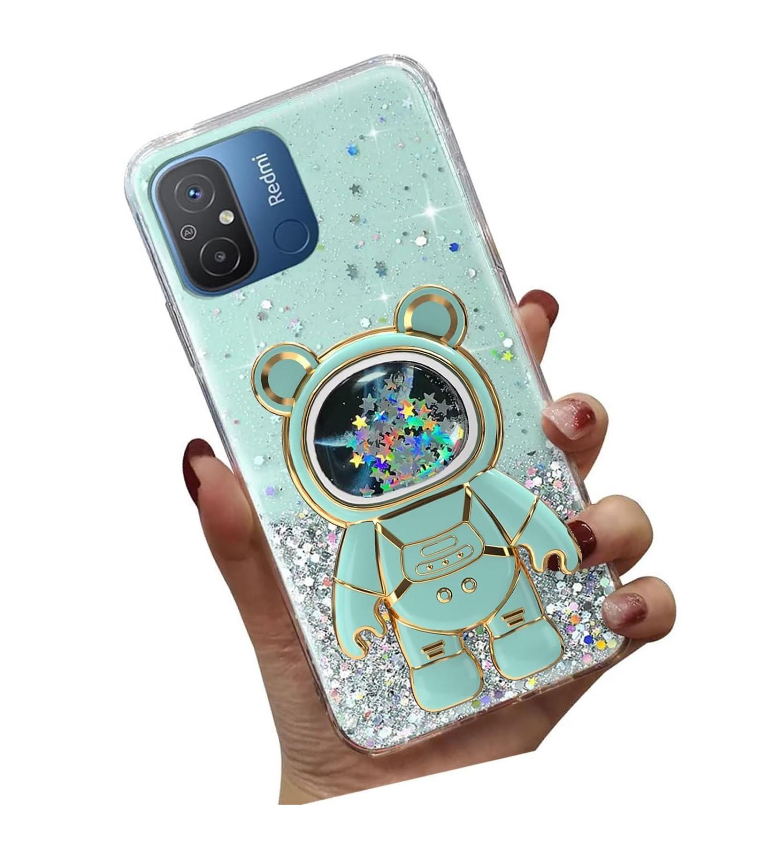 Shop Tivenfezk Nadoli Soft Silicone Case for Xiaomi Redmi 12c - Glitter Astronaut Stand Shell Transparent Protective Cover - Buy Online on GoSupps.com