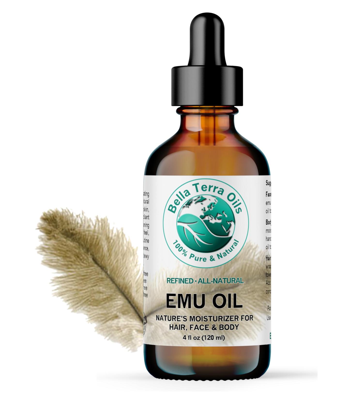 Emu Oil 120 ml 100% Pure Fully Refined Filtered - Bella Terra Oils  - Buy Online on GoSupps.com
