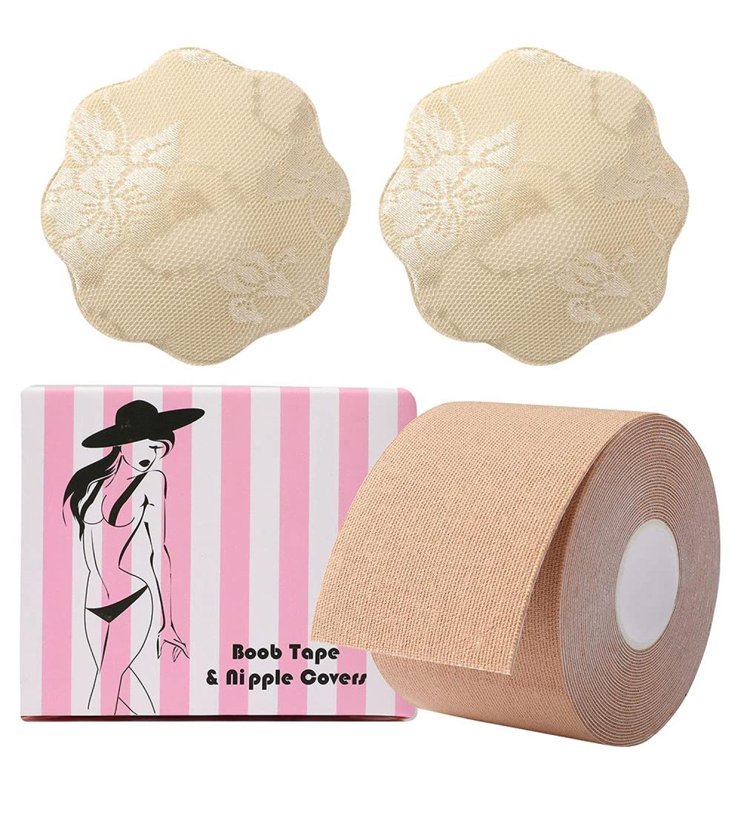 Okela Breast Lift Tape - Sweat Proof Instant Boobytape Lift for Athletic Support - Nude Lace Cover Included - Buy Online on GoSupps.com
