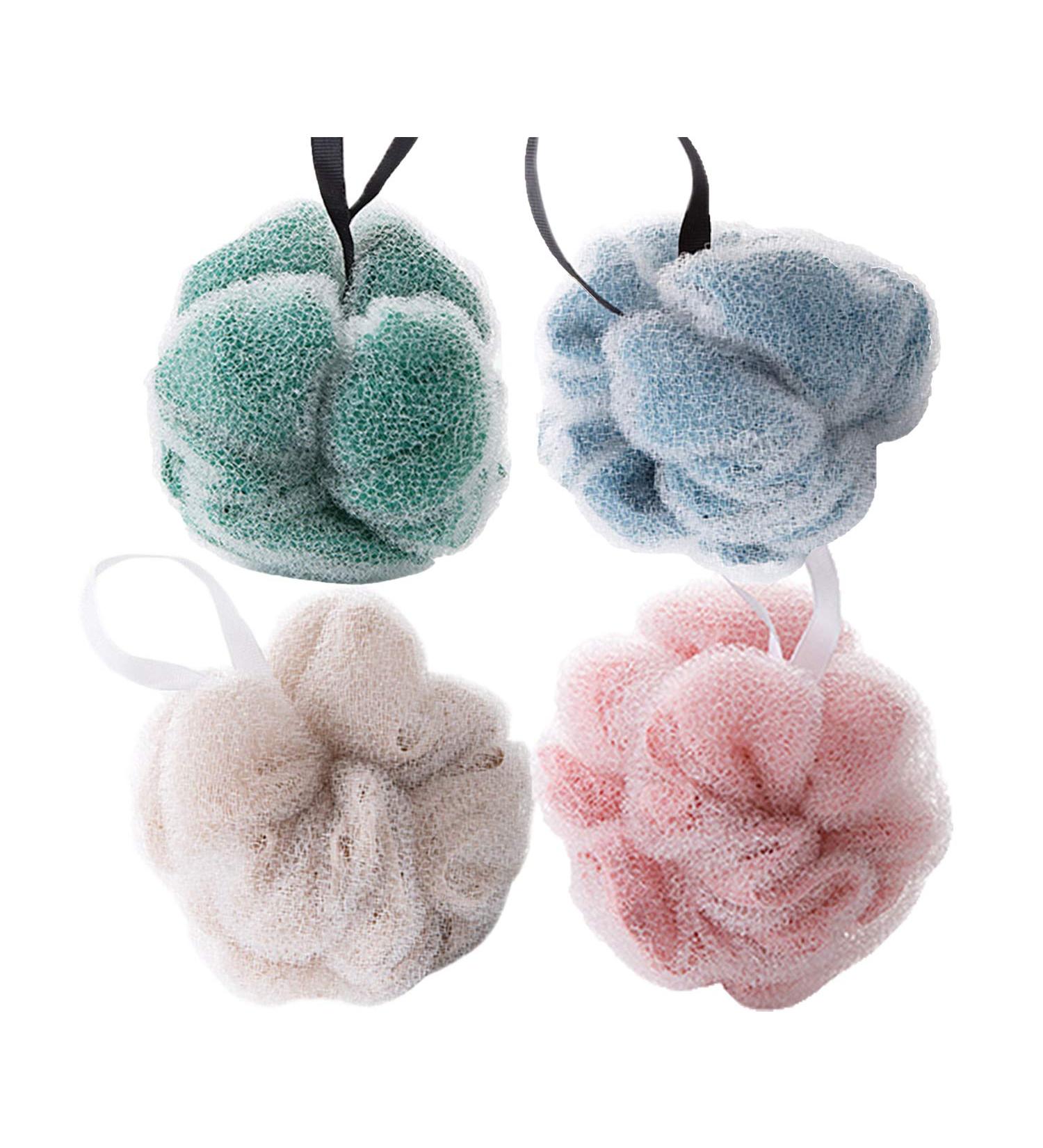 Hiamago Bath Shower Sponge Pouf Loofahs 60g - Pack of 4 | Body Scrubber Mesh Pouf Bath Sponges - Buy Online on GoSupps.com
