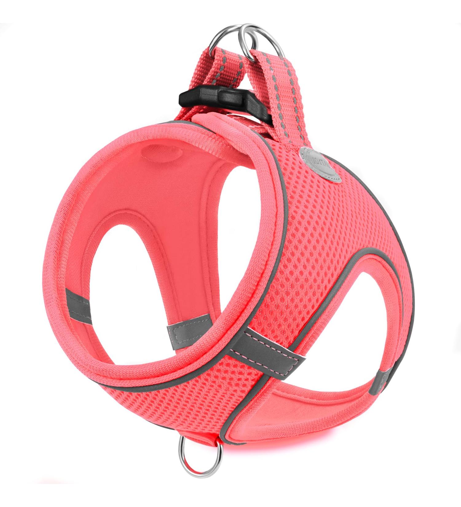 Joyal Dog Harness - Reflective Soft Padded Air-Mesh Breast Harness for Small & Medium Dogs | Size L (47-55cm) - Pink - Buy Online on GoSupps.com