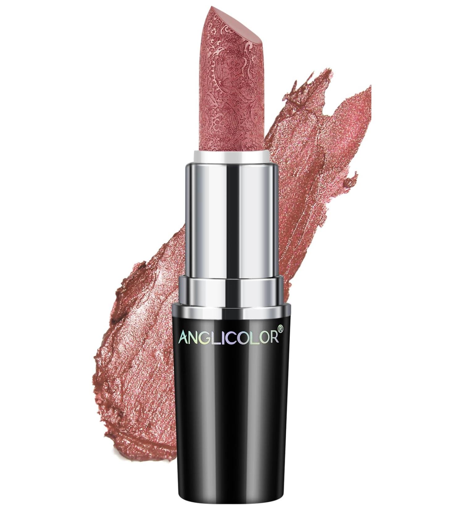 Anglicolor Metallic Glitter Lipstick Pink Lipstick Highly Pigmented Glitter lipstick Long-Lasting Moisturising Velvety smooth application Creamy sculpted design lipstick (#07 PURE ENVY) - Buy Online on GoSupps.com