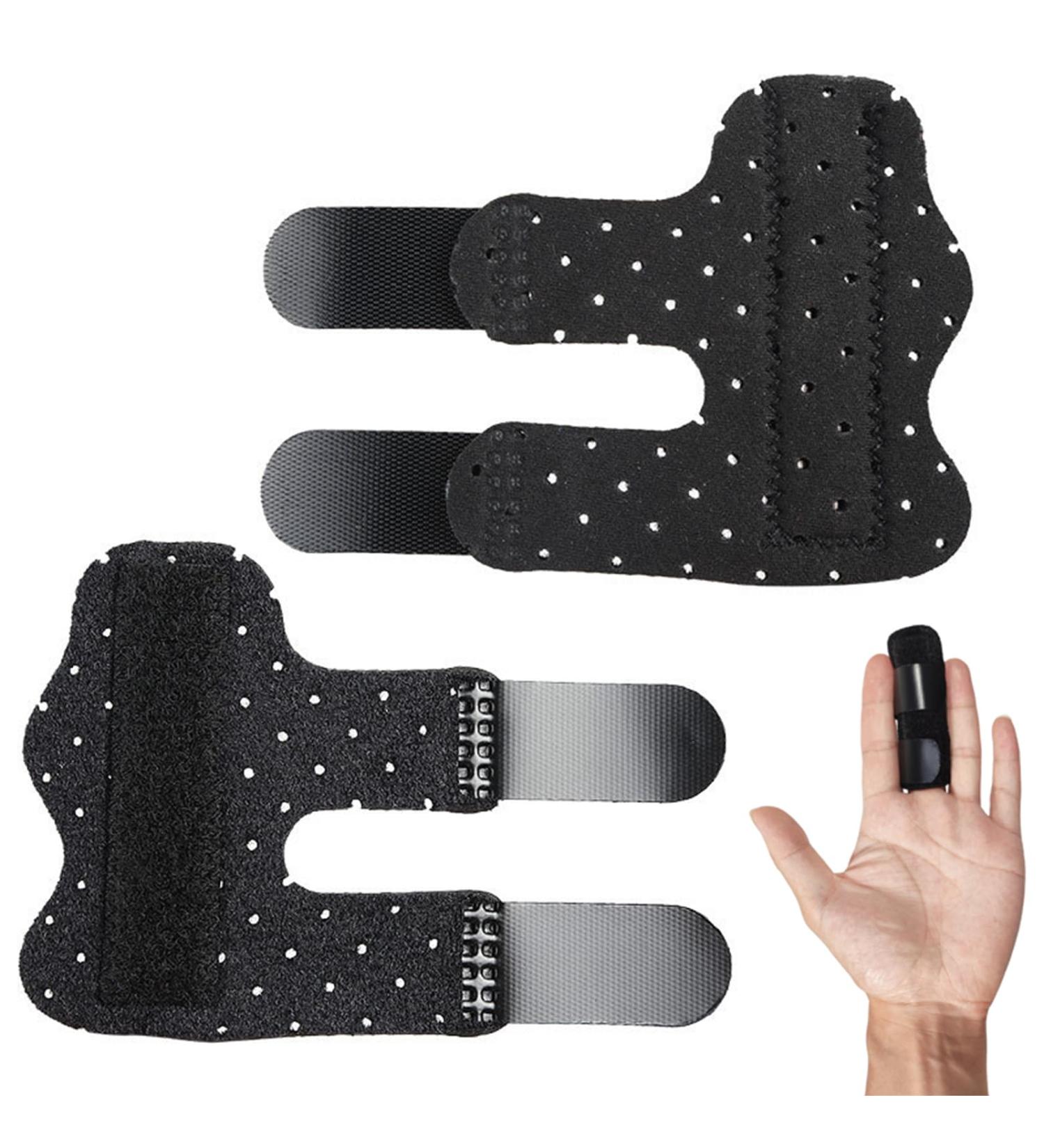 JdXun Finger Splints - 2 Adjustable Reusable Finger Protectors for Broken Fingers & Osteoarthritis Pain Relief - Black - Buy Online on GoSupps.com