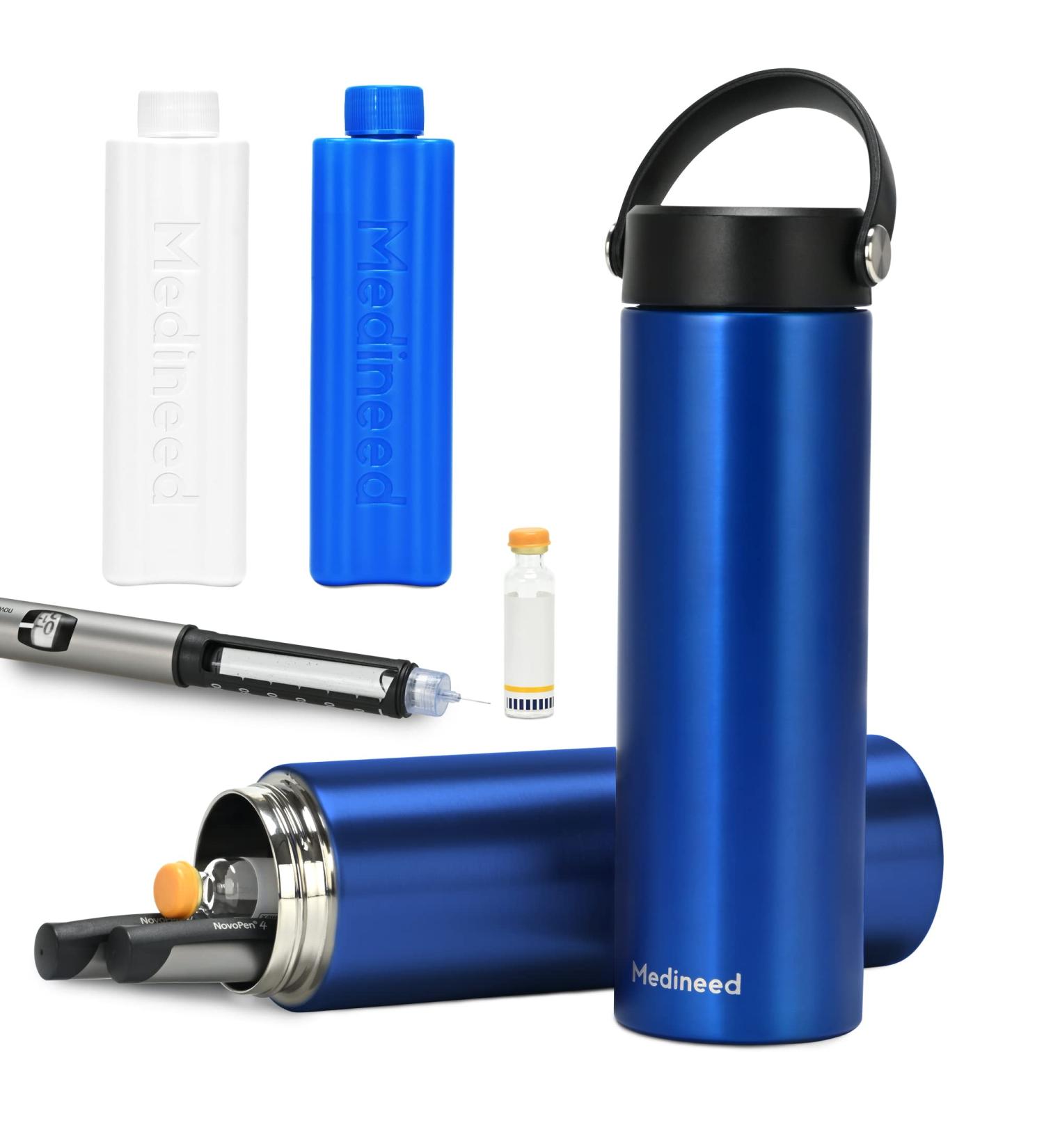 Medineed Diabetic Medicine Cooling Bag | Insulin Pen Cooler Travel Case with Biogel Ice Pack - TSA Approved | 3 Pens Medicine Cooler Box (Blue) - Buy Online on GoSupps.com
