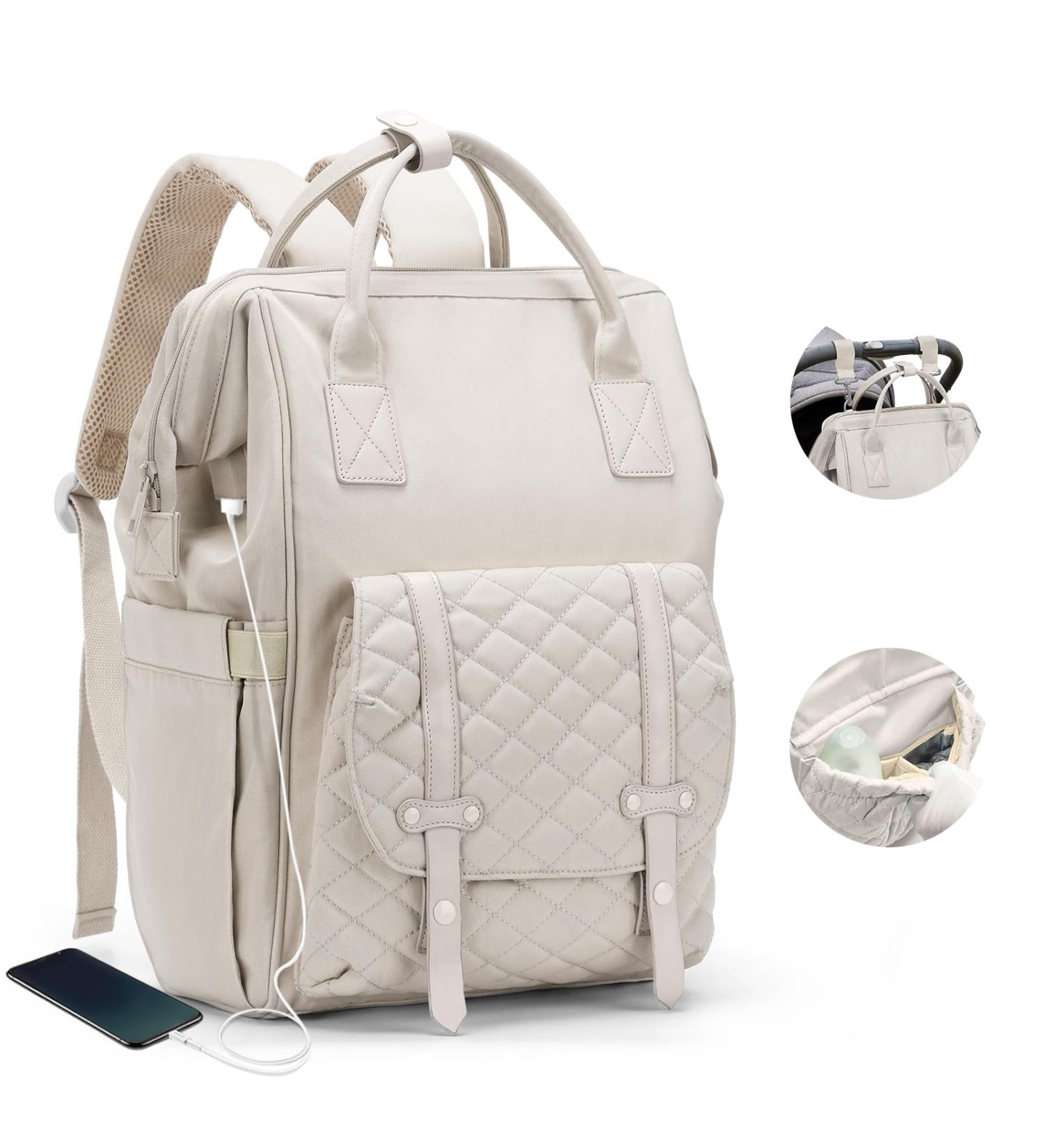 Shop A2 Beige Waterproof Baby Diaper Backpack - Multifunctional Casual Bag for Moms & Dads - Buy Online on GoSupps.com