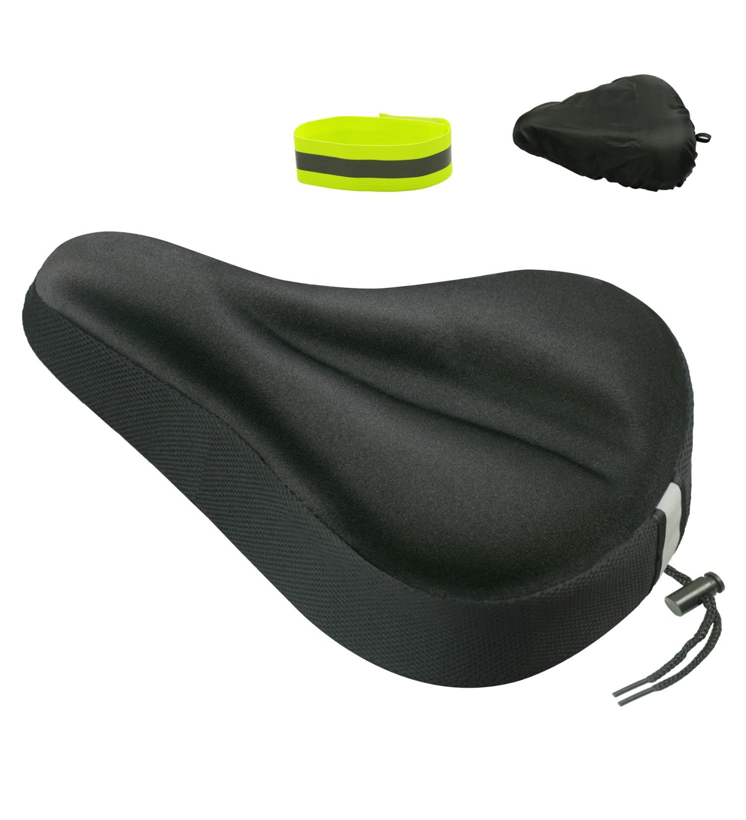 Geronmine Gel Bike Seat Cover - Comfortable Padded Bicycle Saddle Cushion for Men & Women - Ideal for Spin, Indoor & Outdoor Cycling - Black - Buy Online on GoSupps.com