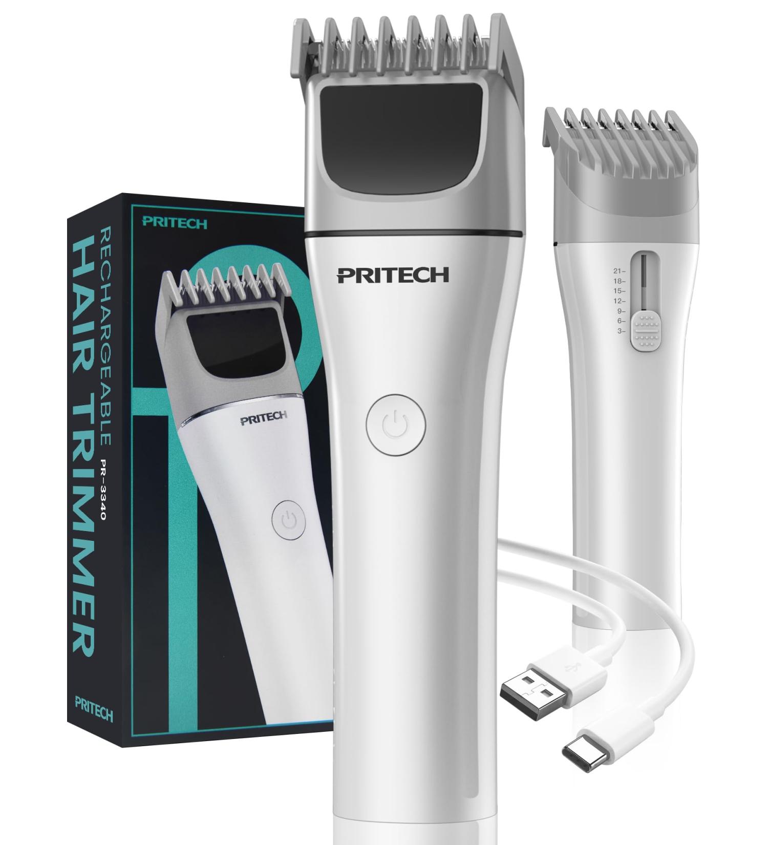 PRITECH Beard Trimmer - Adjustable Comb 3-12mm Cordless Hair Clipper & Grooming Tool for Men - USB Rechargeable Electric Trimmer for Beard Head Face & Body - Buy Online on GoSupps.com