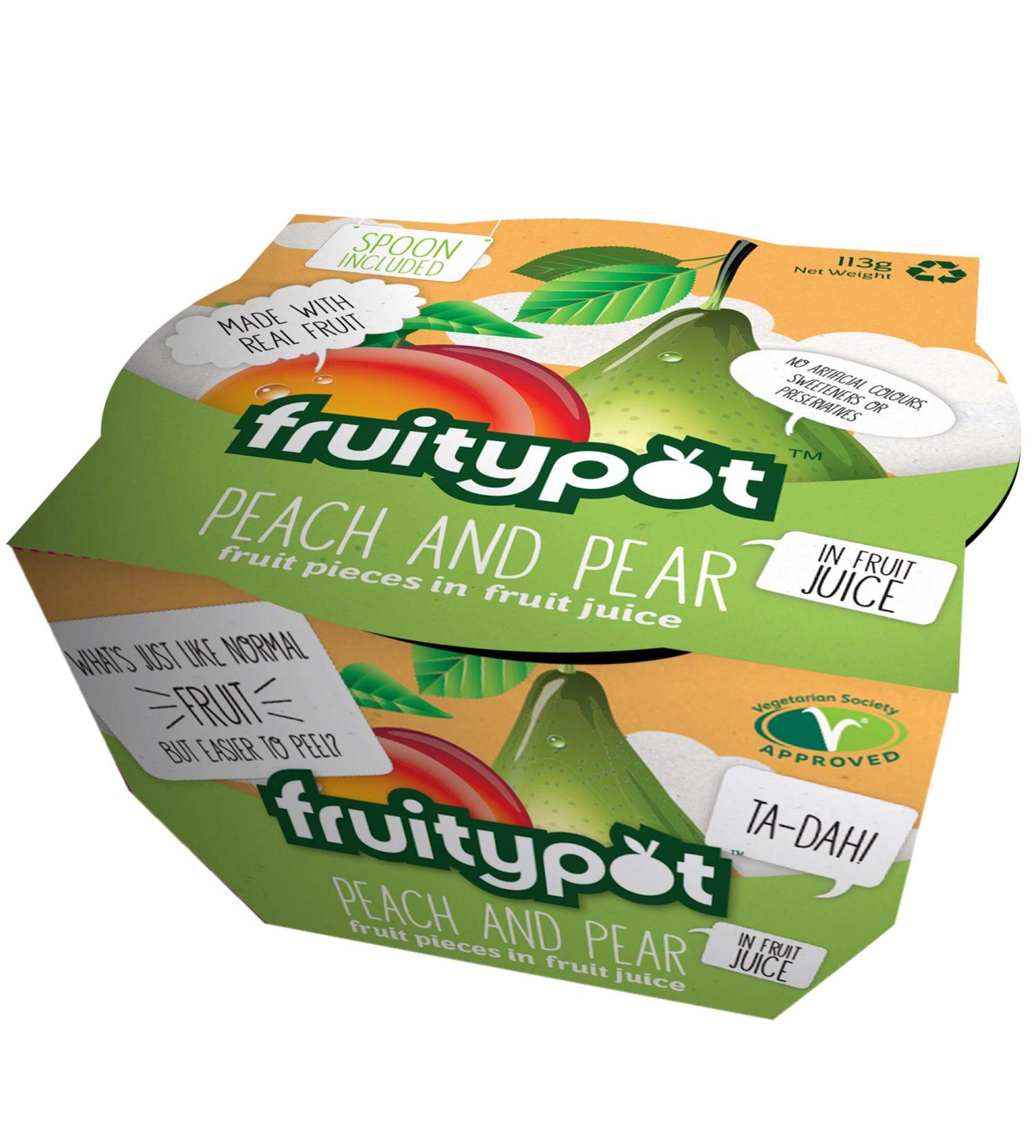 Fruitypot Peach & Pear in Juice Pots - 18x113g