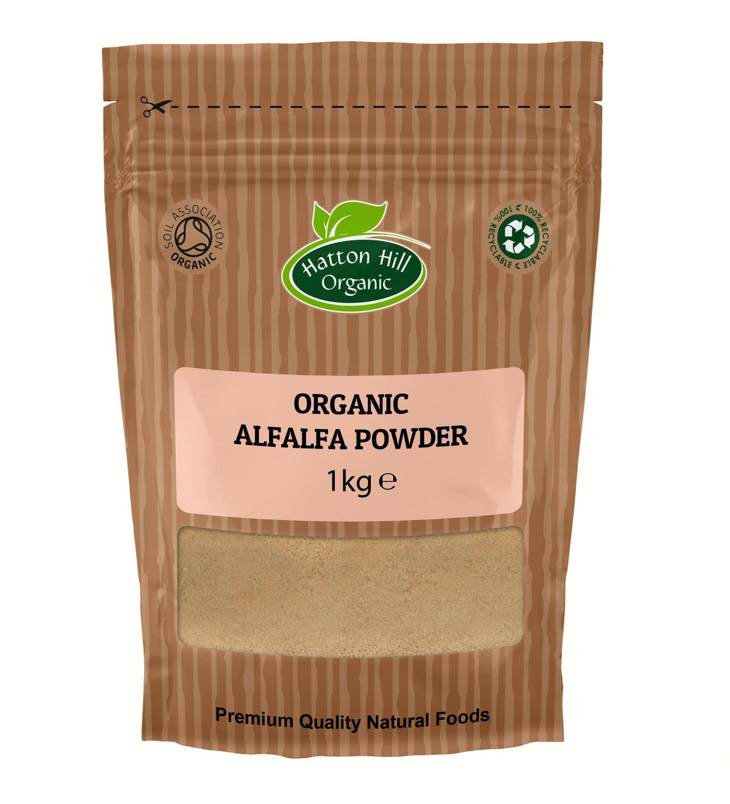 Organic Alfalfa Grass Powder 1kg - Hatton Hill Organic | Free UK Delivery - Buy Online on GoSupps.com
