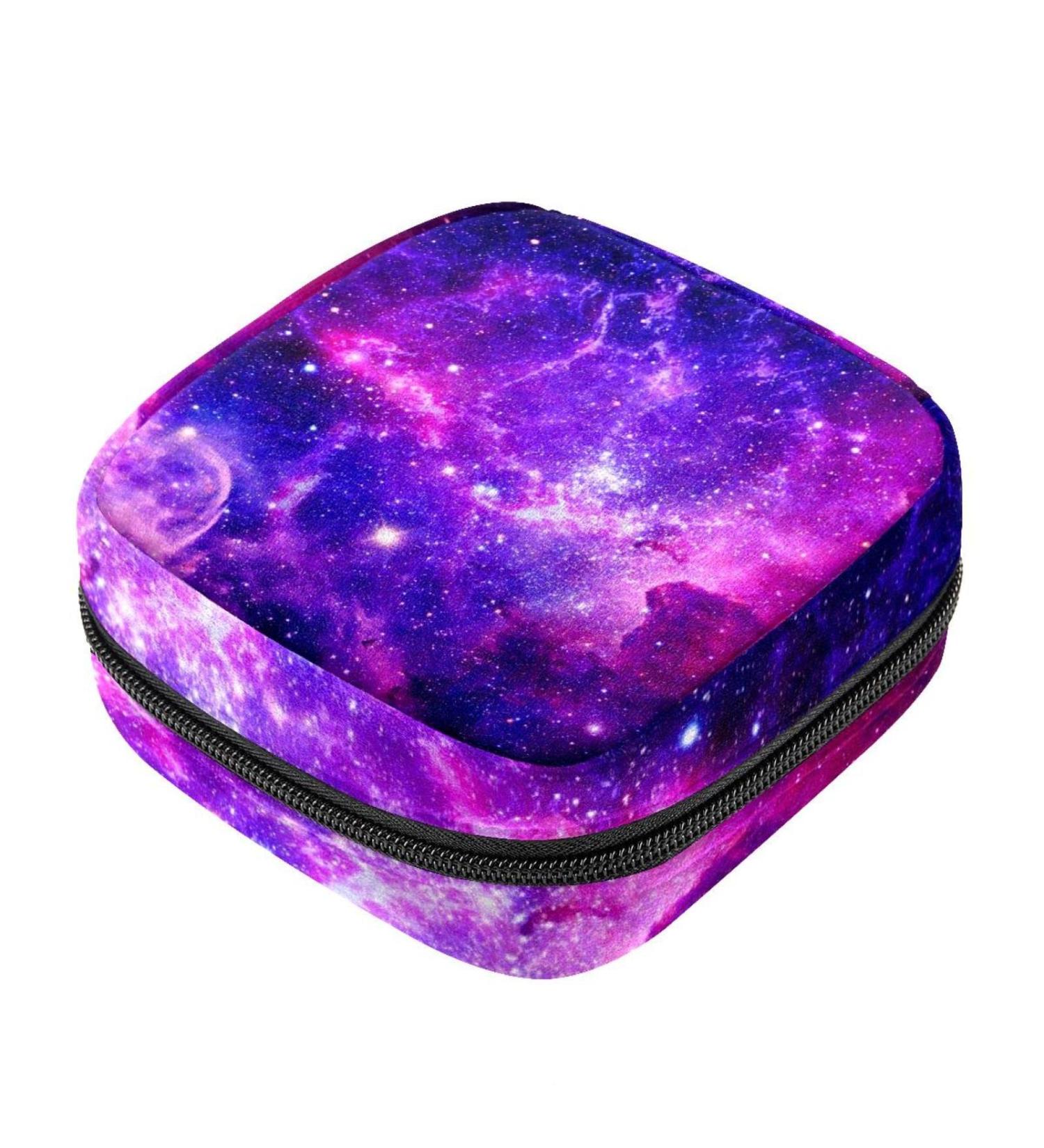 Galaxy Starry Sky Menstruation Pad Bag with Zipper - Stylish Tampon & Napkin Storage for Women & Girls - Buy Online on GoSupps.com