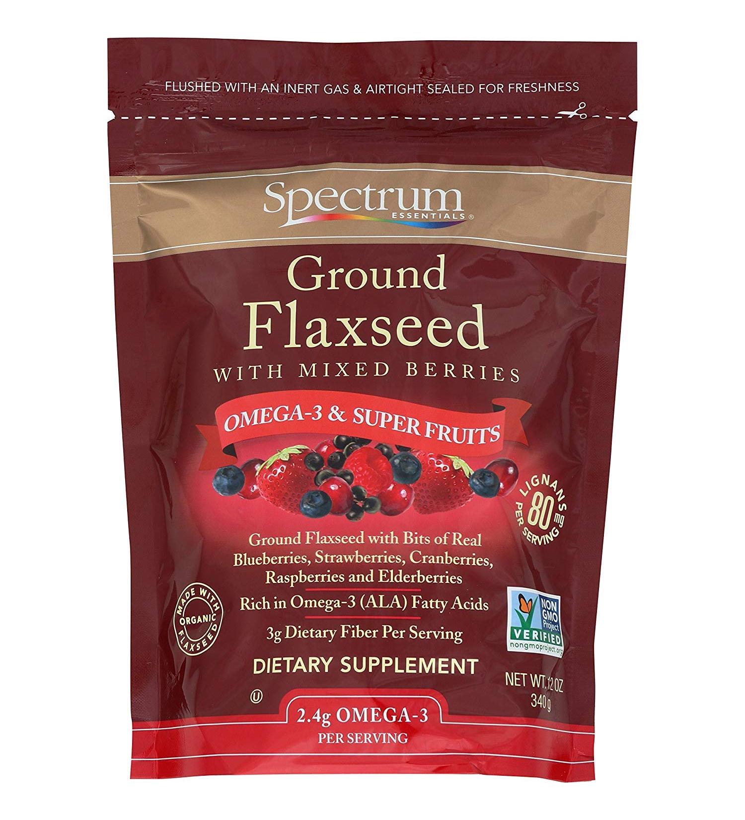 Spectrum Essentials Organic Ground Flaxseed, Mixed Berries, 12 oz
