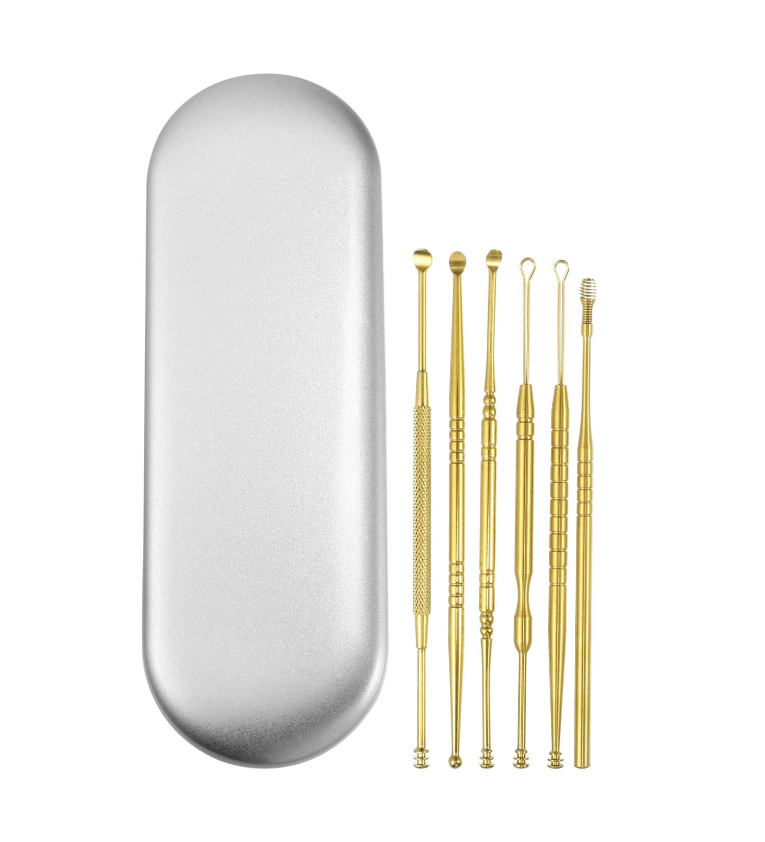 VOCOSTE 6Pcs Stainless Steel Ear Cleansing Tool Set with Storage Case - Bronze Gold Tone - Buy Online on GoSupps.com