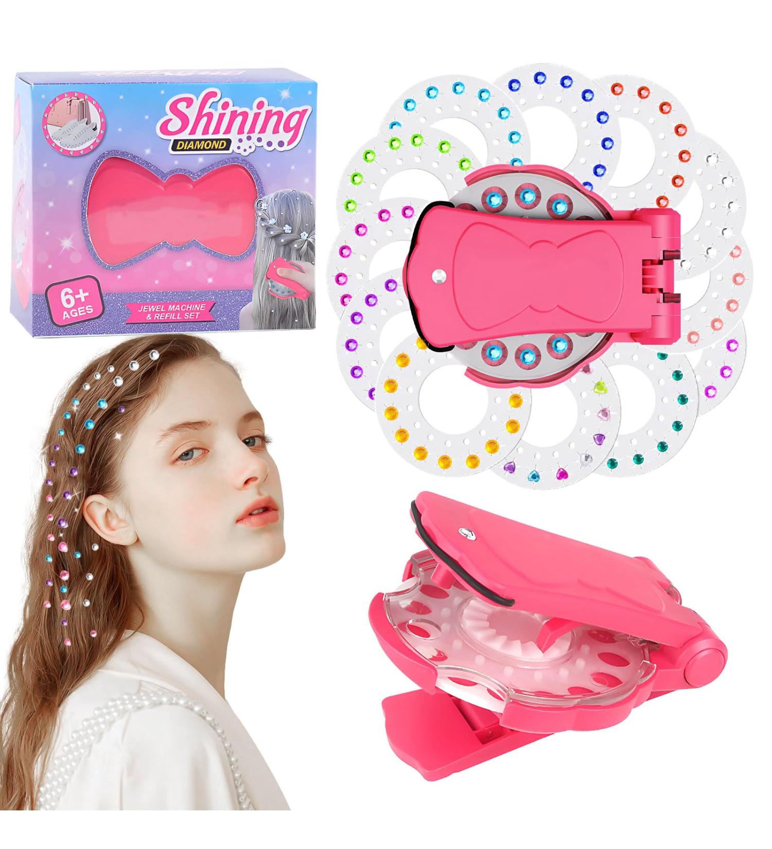Hair Gem Stamper Hair Jewel Stamper for DIY Hair Gems Decoration Set Hair Gems Stamper with 180 Hair Jewels Hair Stamper Gems for Hair/Cloth/DIY/Phone(Pink) - Buy Online on GoSupps.com