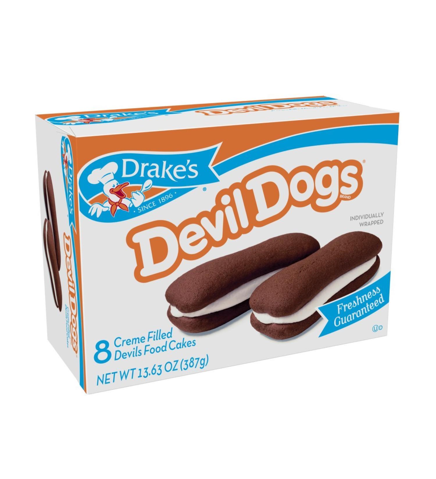 Hostess Drake's Cakes Devil Dogs, 8 cakes,13.63 oz (pack of 2)" total 16 cakes, 27.26 oz