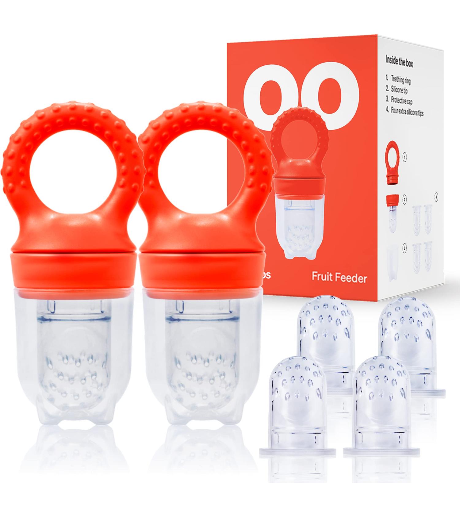 Love Noobs Baby Food Pacifier Feeder 2 Pack - Fresh Frozen Fruit Teether & Teething Toy - BPA Free Silicone Pacifier for Infant Feeding - Buy Online on GoSupps.com