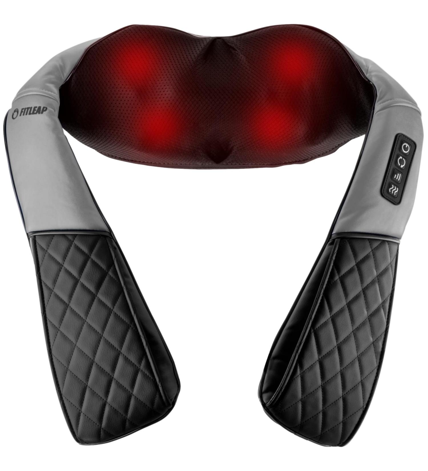 Fitleap Shiatsu Massager - Neck Bridge & Shoulder Massage Device for Muscle Pain Relief with Infrared Heat - Gray - Buy Online on GoSupps.com
