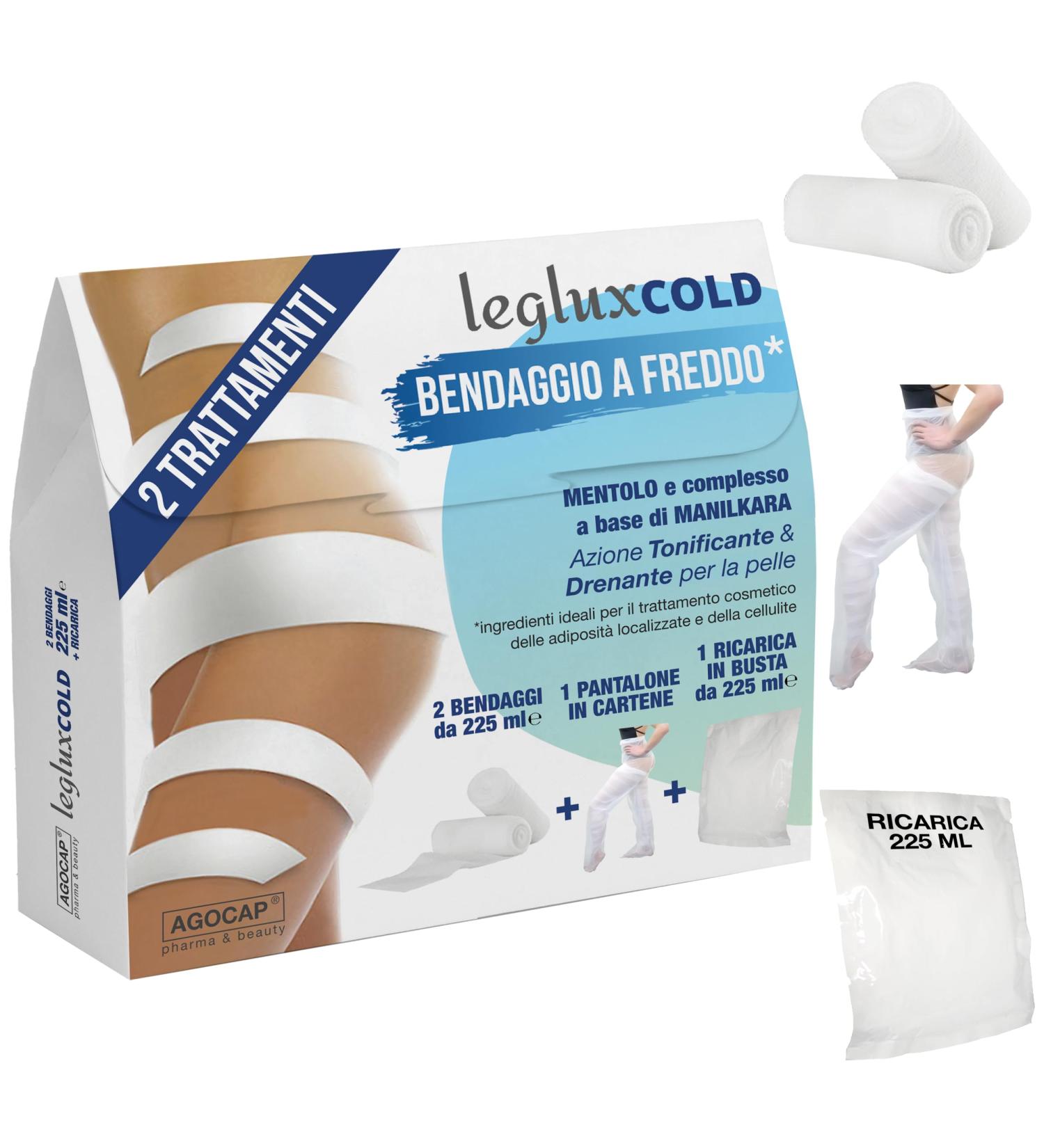 Draining bandages legs with cold effect + refill. Slimming firming anti-cellulite bandage 225 ml with Manilkara complex. Pack of 2 bandages + refill + pantolone cartene as a gift - Buy Online on GoSupps.com