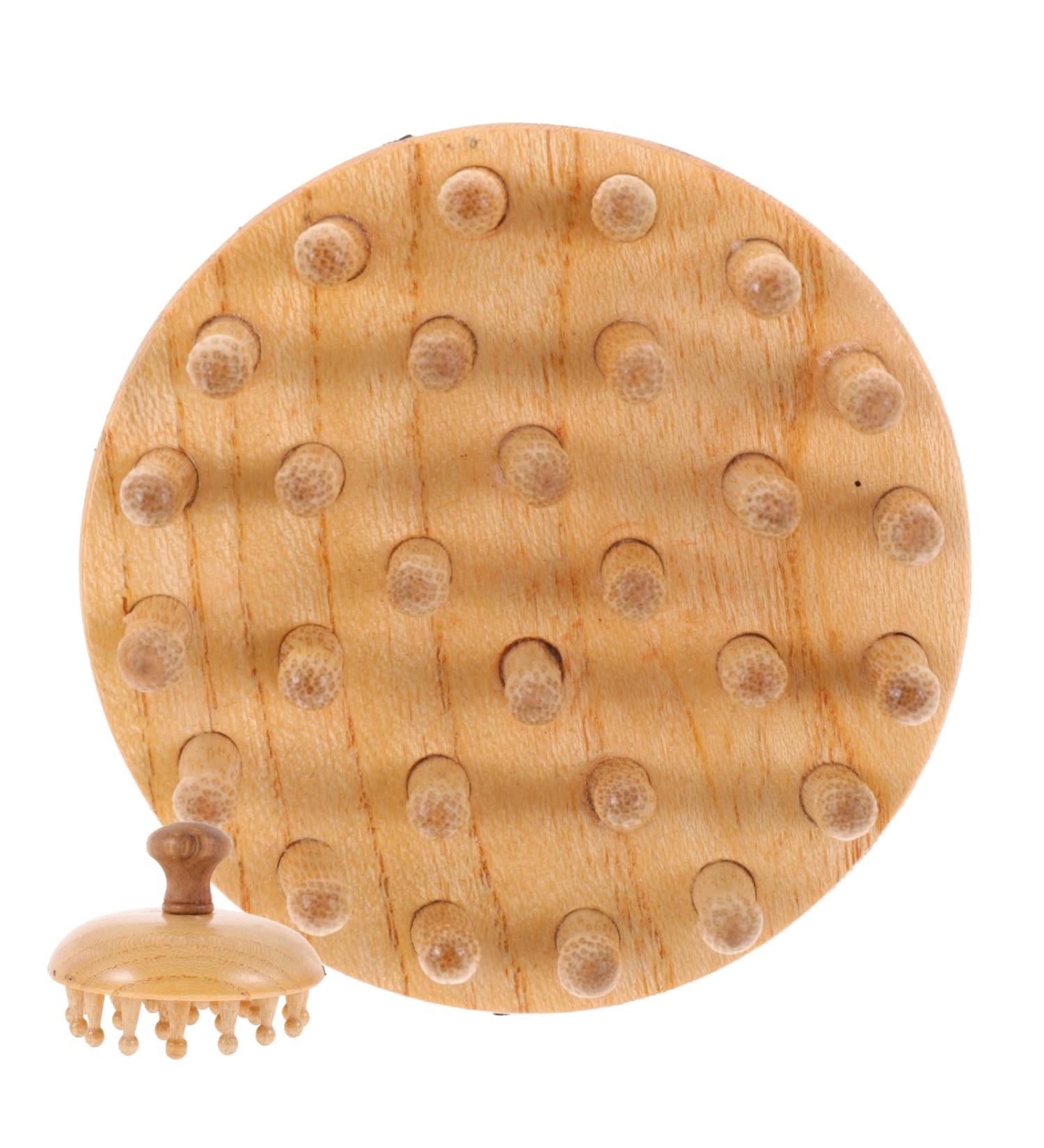 Minkissy Beech Massage Curb - Scalp & Head Massage Device Wooden Shampoo Brush & Peeling Tools for Relaxation - Buy Online on GoSupps.com