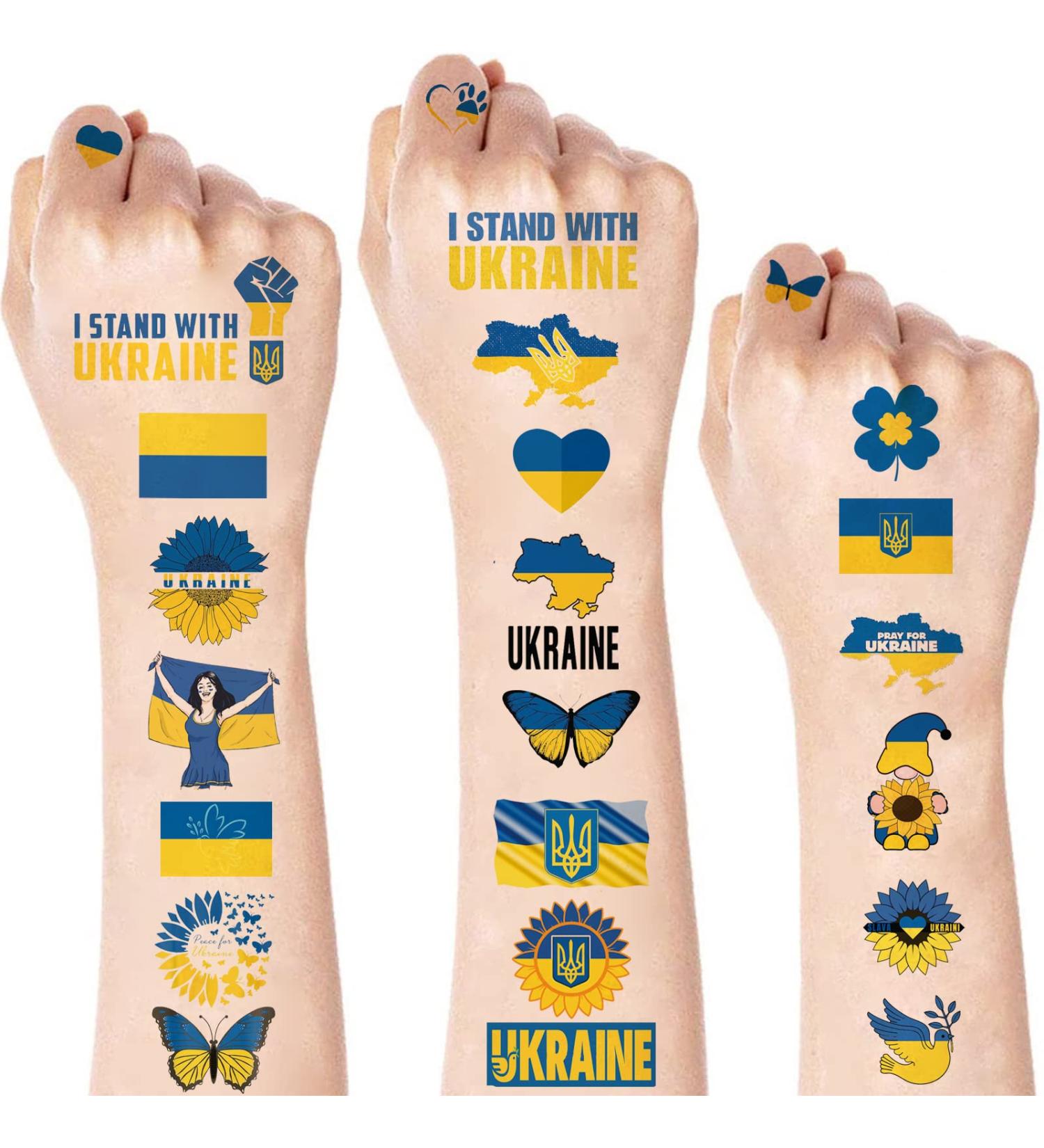 Ukraine Flag Temporary Tattoos Stickers - 8 Sheets Party Supplies for Women Kids Boys Girls - Fake Tattoos Rewards Gift - Buy Online on GoSupps.com